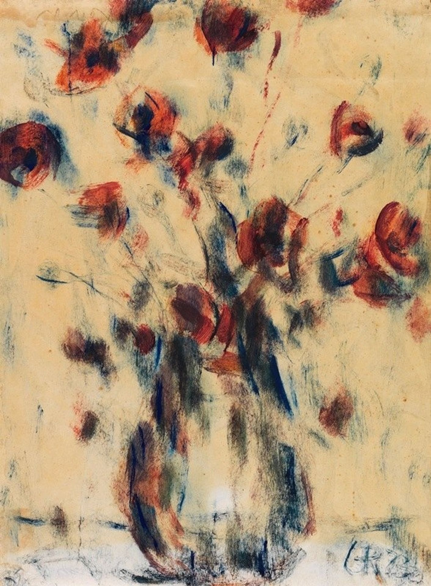 Feldmohn in blauer Vase by Christian Rohlfs