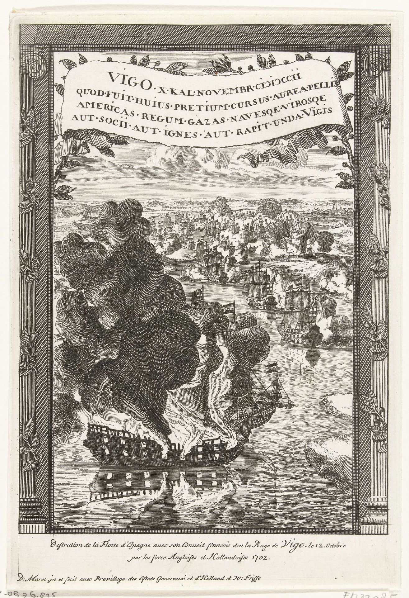 Paneel met de overwinning te Vigo, 1702 by Daniël (I) Marot