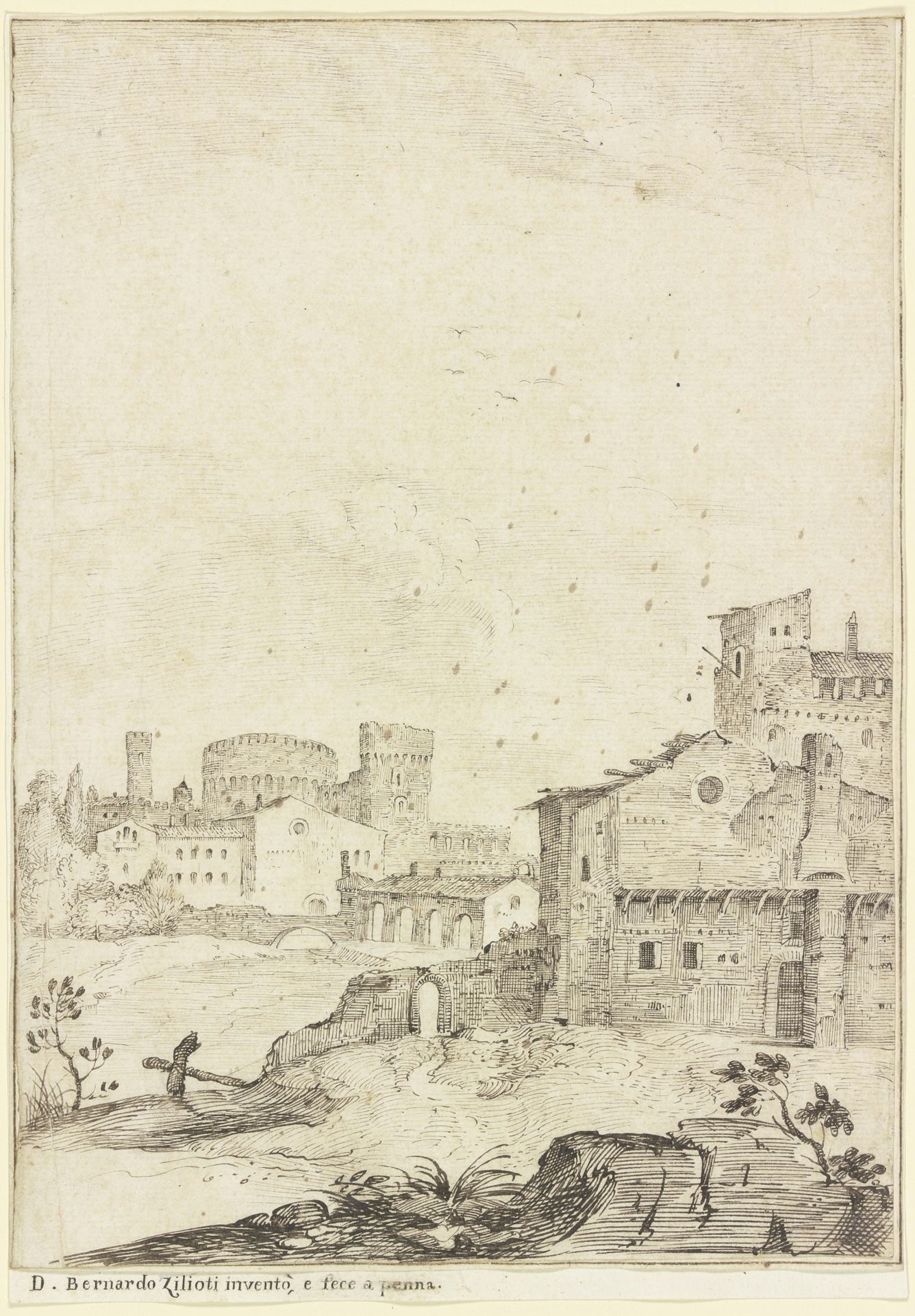 Ansicht einer italienischen Stadt by Bernardo Zilotti