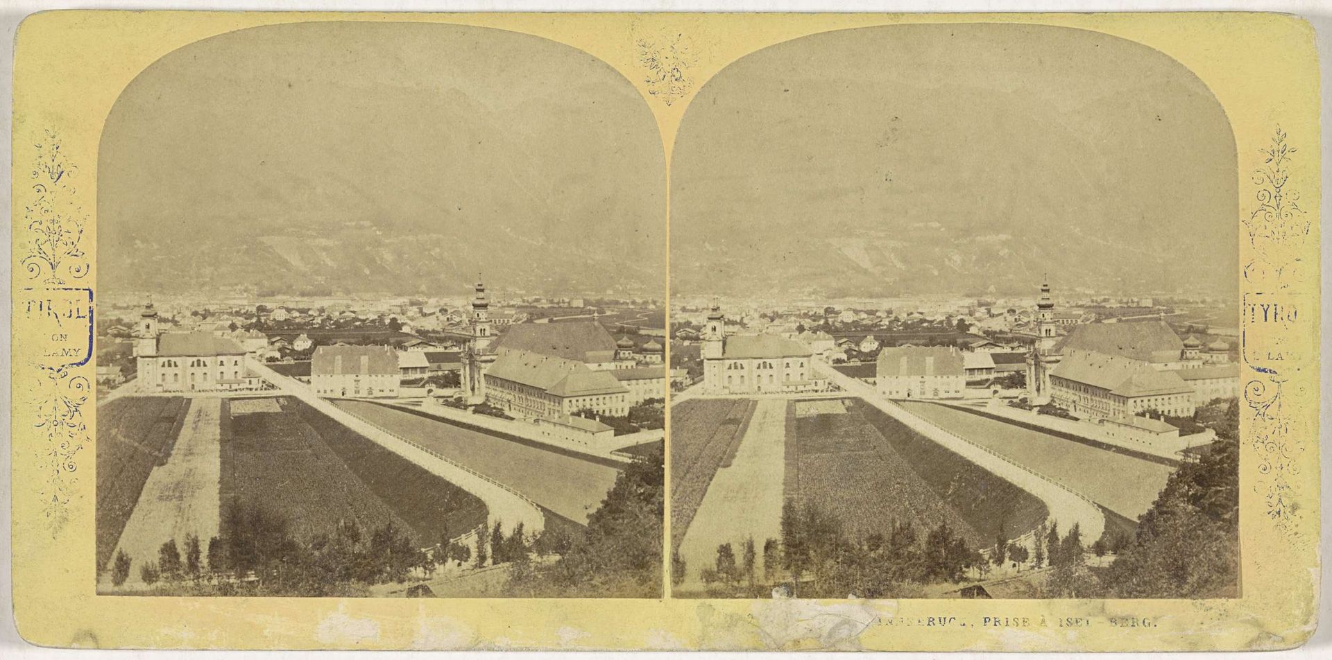 Gezicht op Innsbruck, gezien vanaf de Bergisel, met rechts de abdij van Wilten by Ernest Eléonor Pierre Lamy
