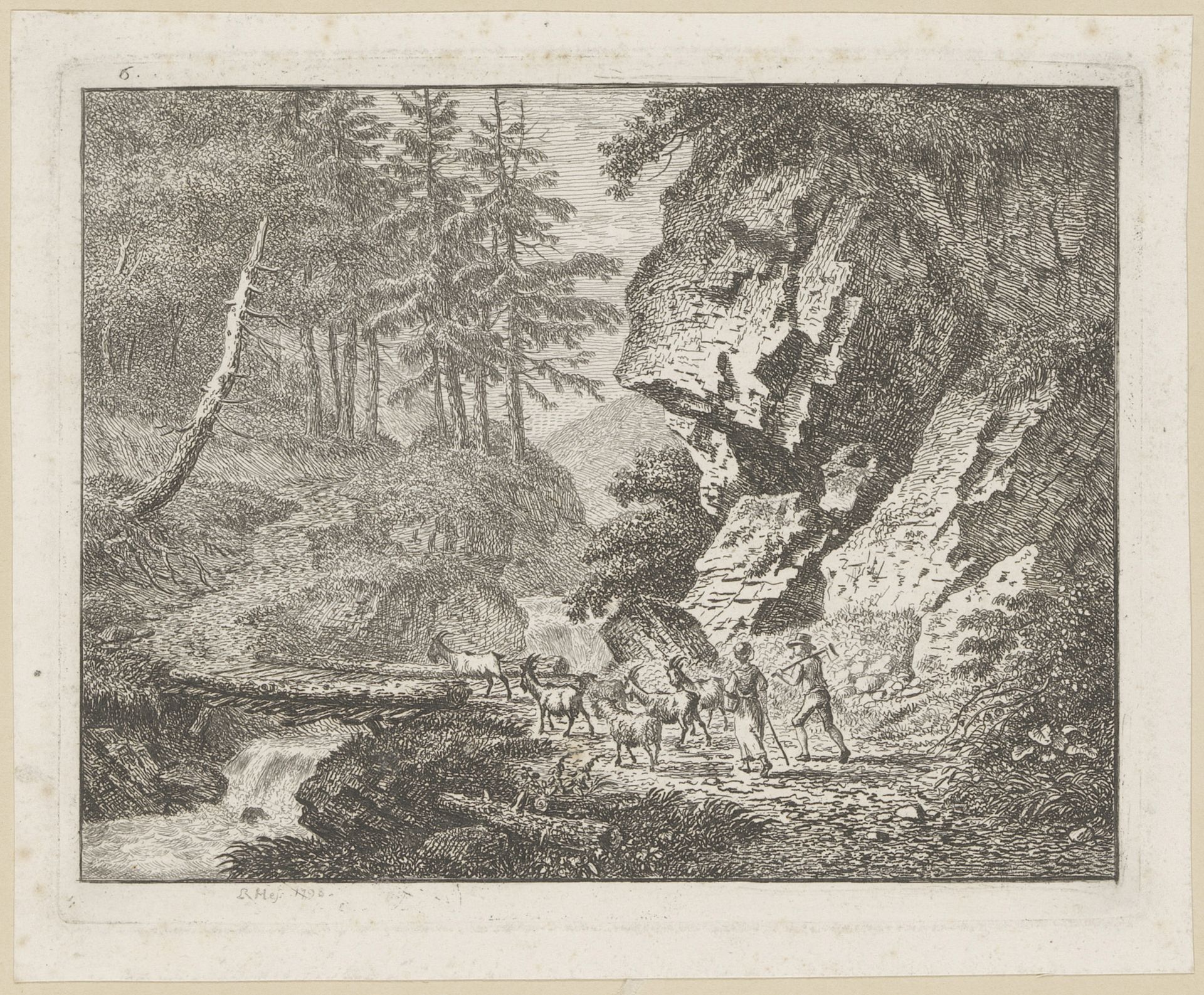 Bergachtig landschap by Ludwig Hess