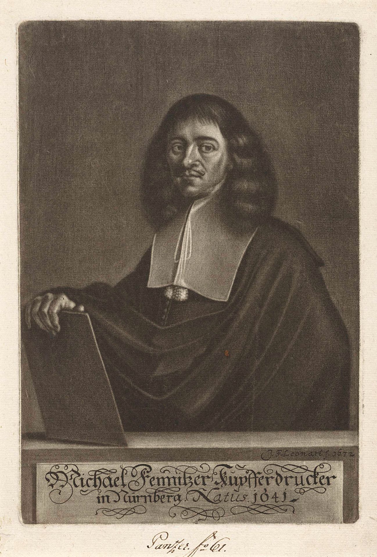 Portret van Michael Fennitzer by Johann Friedrich Leonard