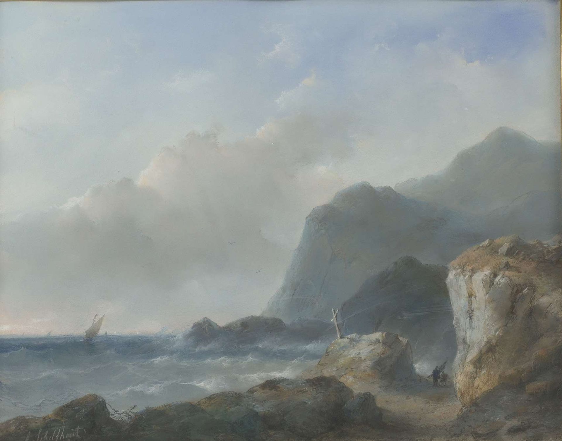 Een rotsachtige kust by Andreas Schelfhout