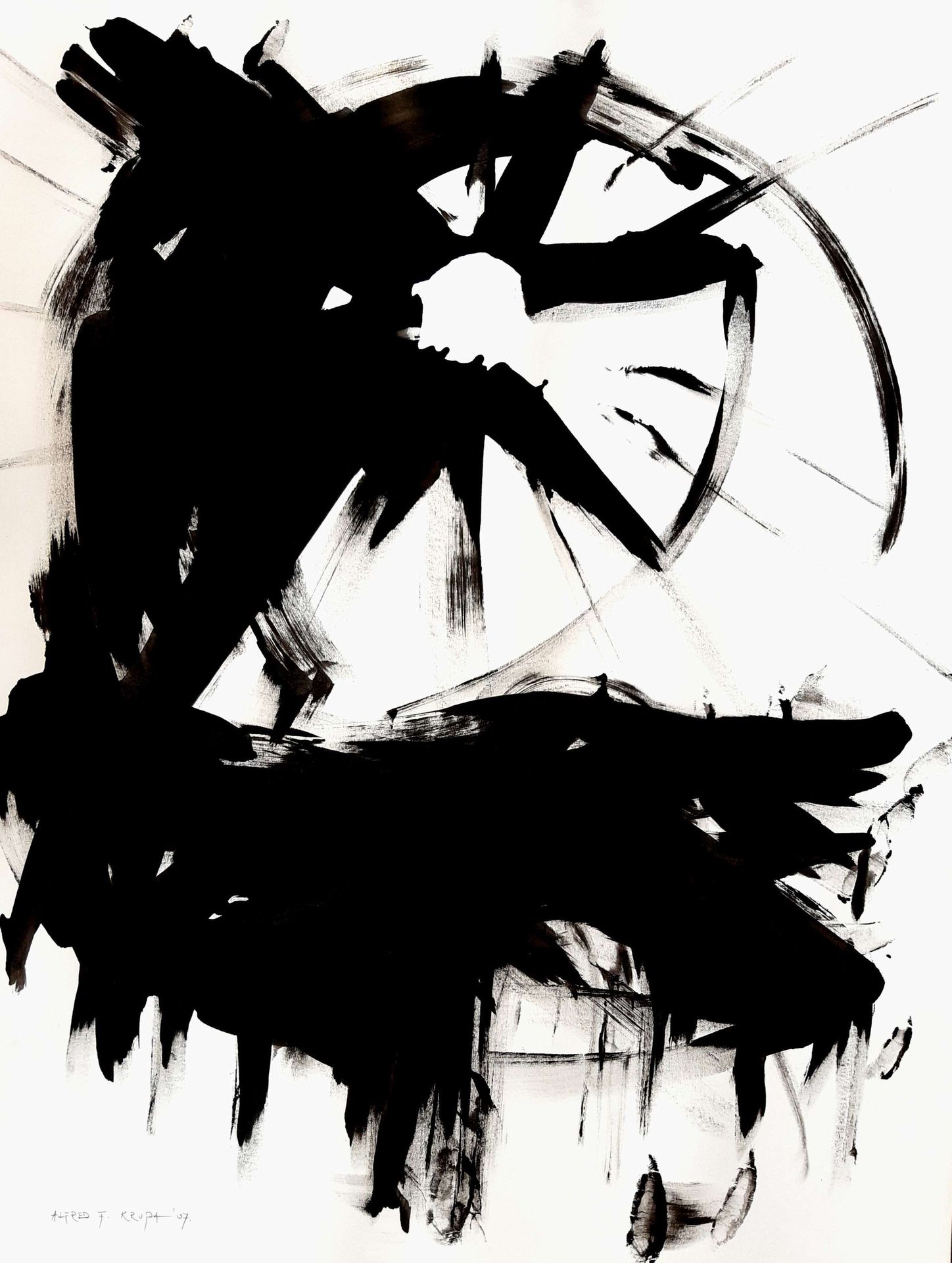 Black land, black sky (Drawing with fingers) by Alfred Freddy Krupa