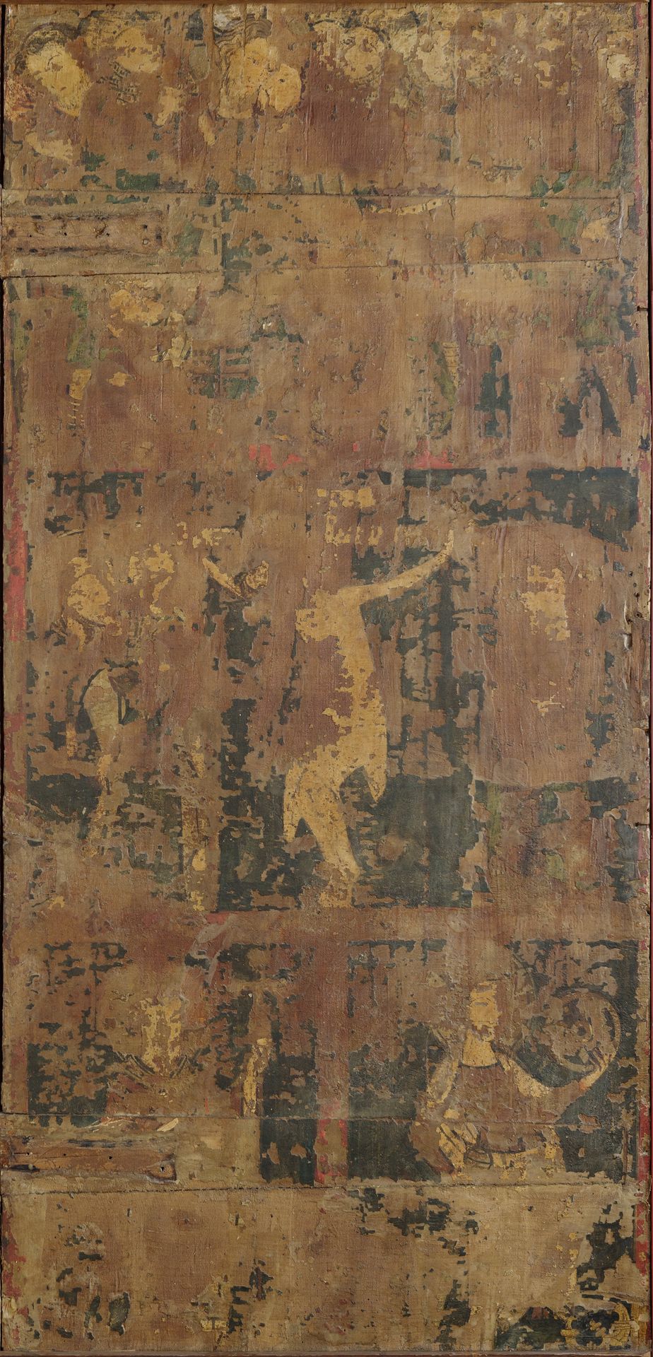 Arrest of Jesus, Crucifixion, St. Nicholaus (_) and St. Catherine (painted surface heavily damaged) by Anonymous