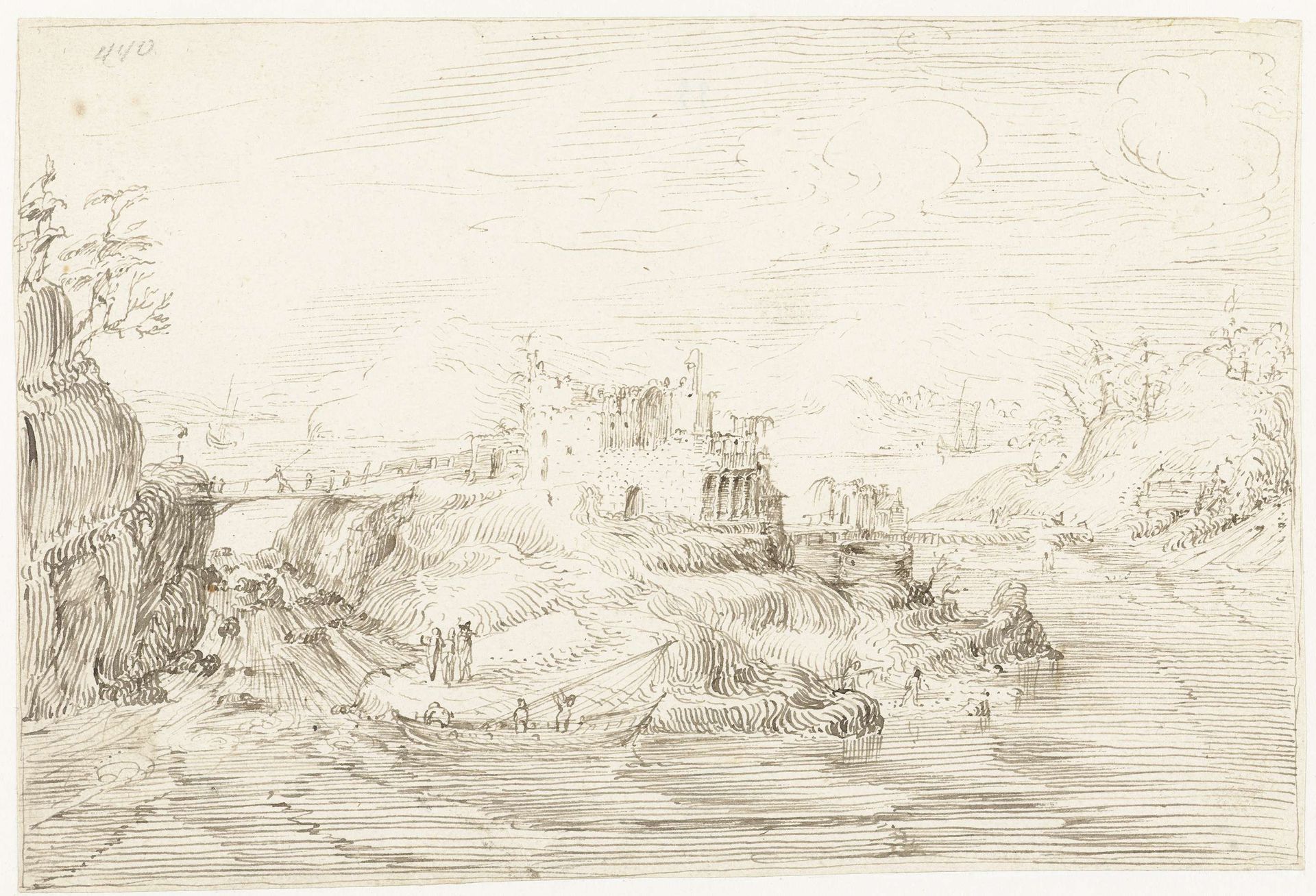 Kustlandschap met ruïnes by Cornelis Claesz. van Wieringen