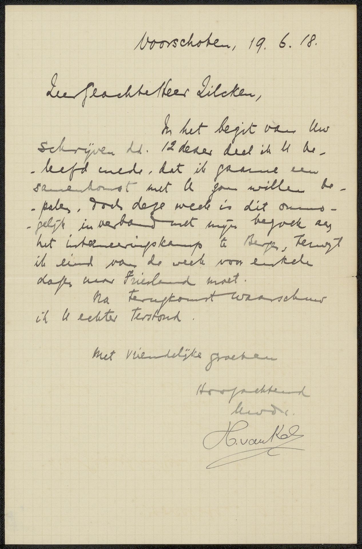 Brief aan Philip Zilcken by Hendrikus Hubertus van Kol