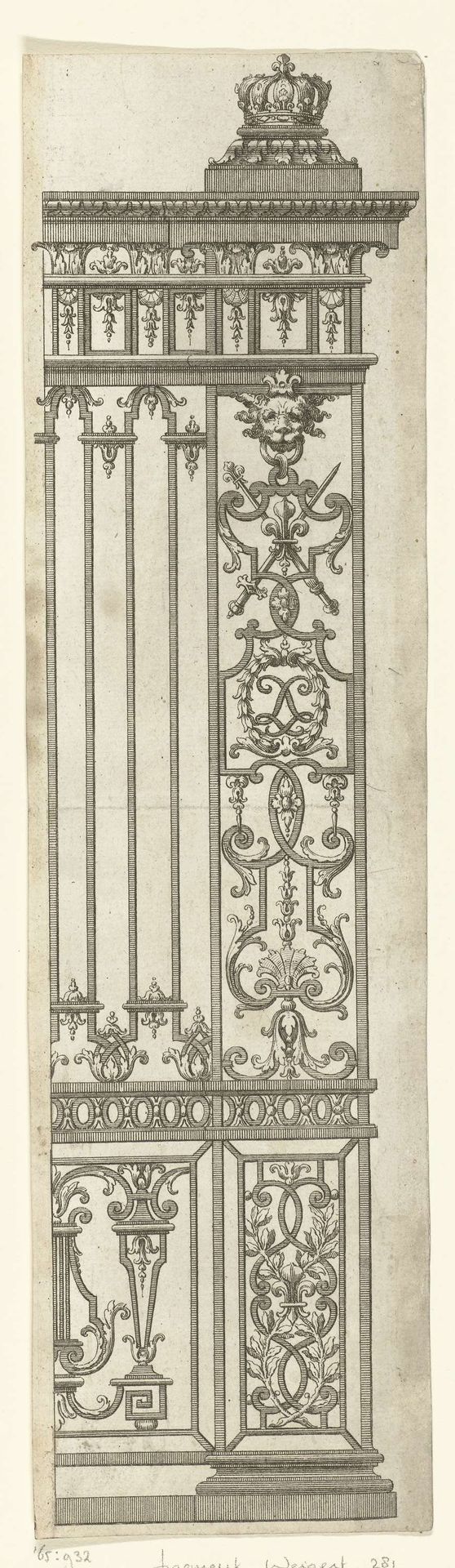 Poort met hoekpilaster by Jean Baptiste (I) Scotin