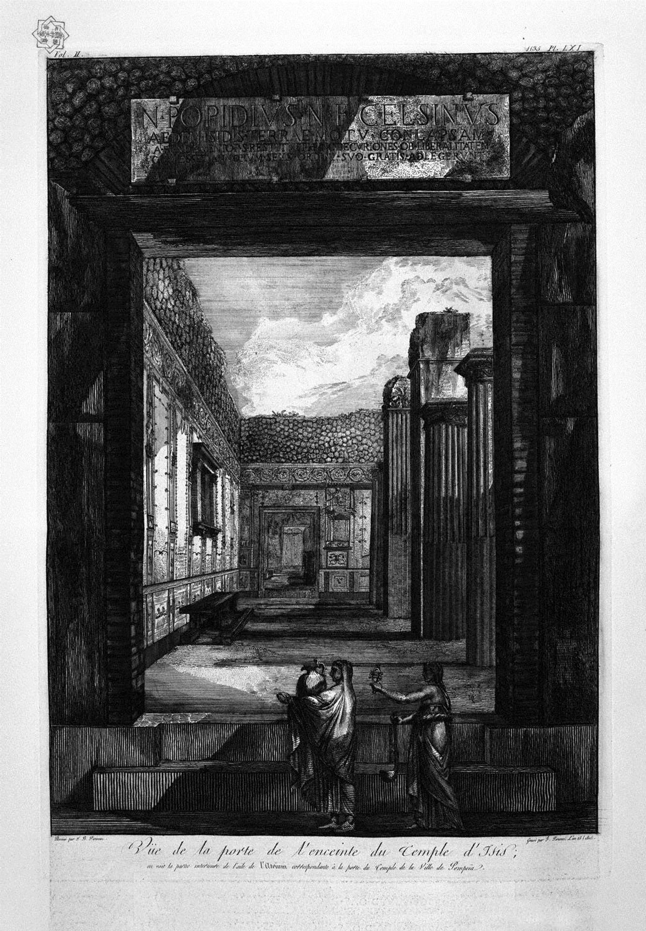 Transverse and longitudinal sections of the Temple of Isis and adjacent parts by Giovanni Battista Piranesi
