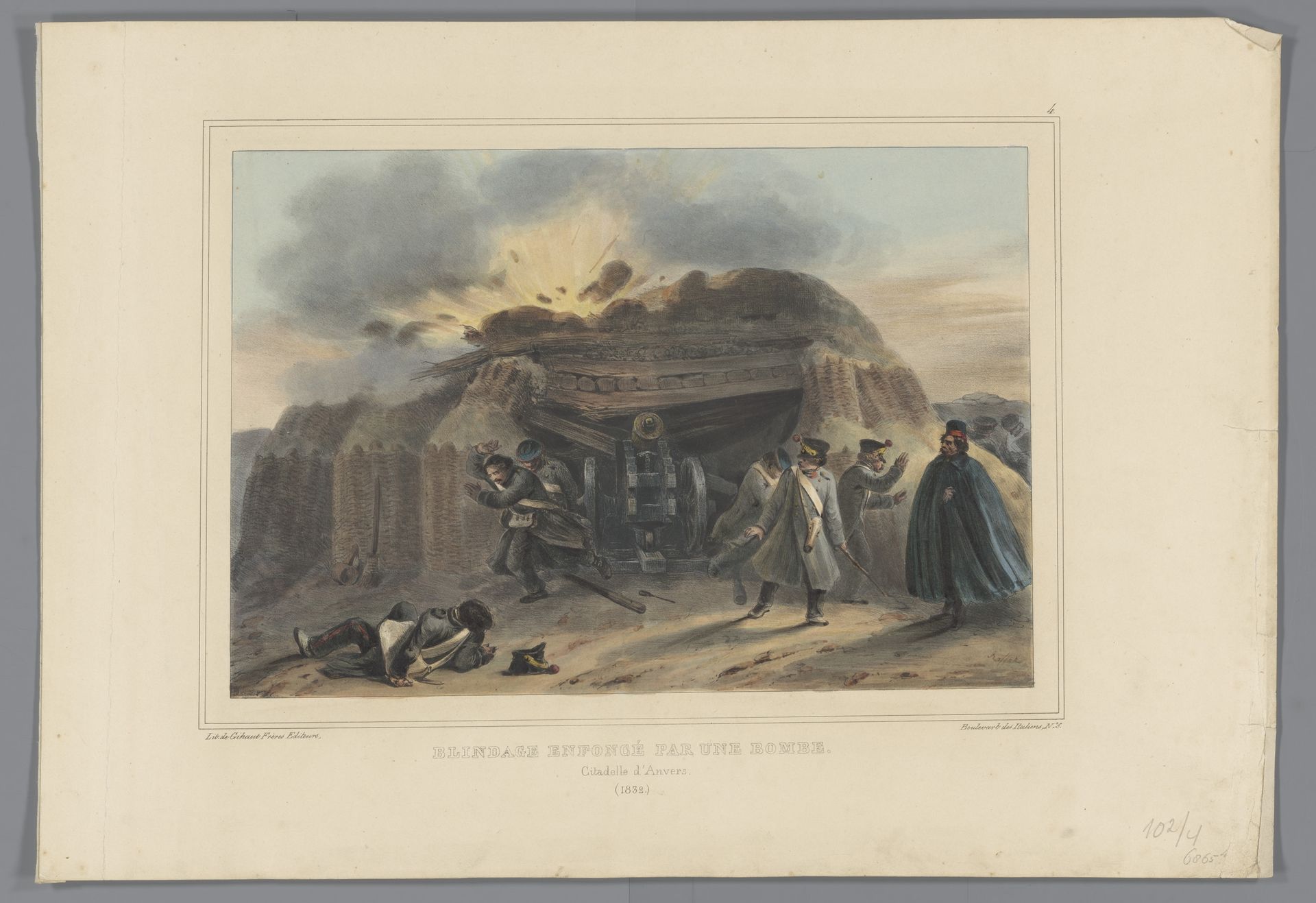 Bominslag op een ingegraven kanon, 1832 by Auguste Raffet