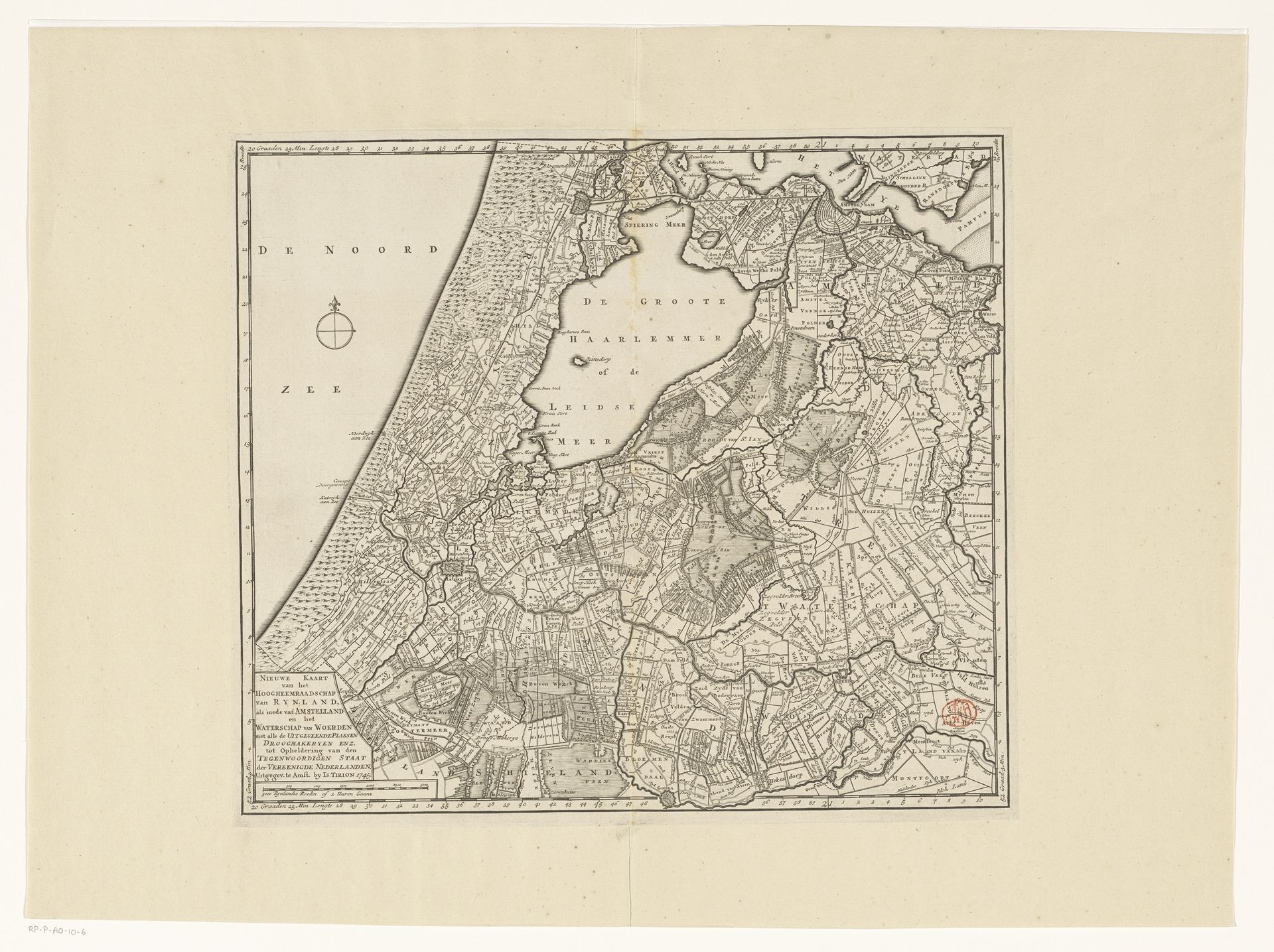 Kaart van Rijnland, Amstelland en het Waterschap van Woerden by Anonymous