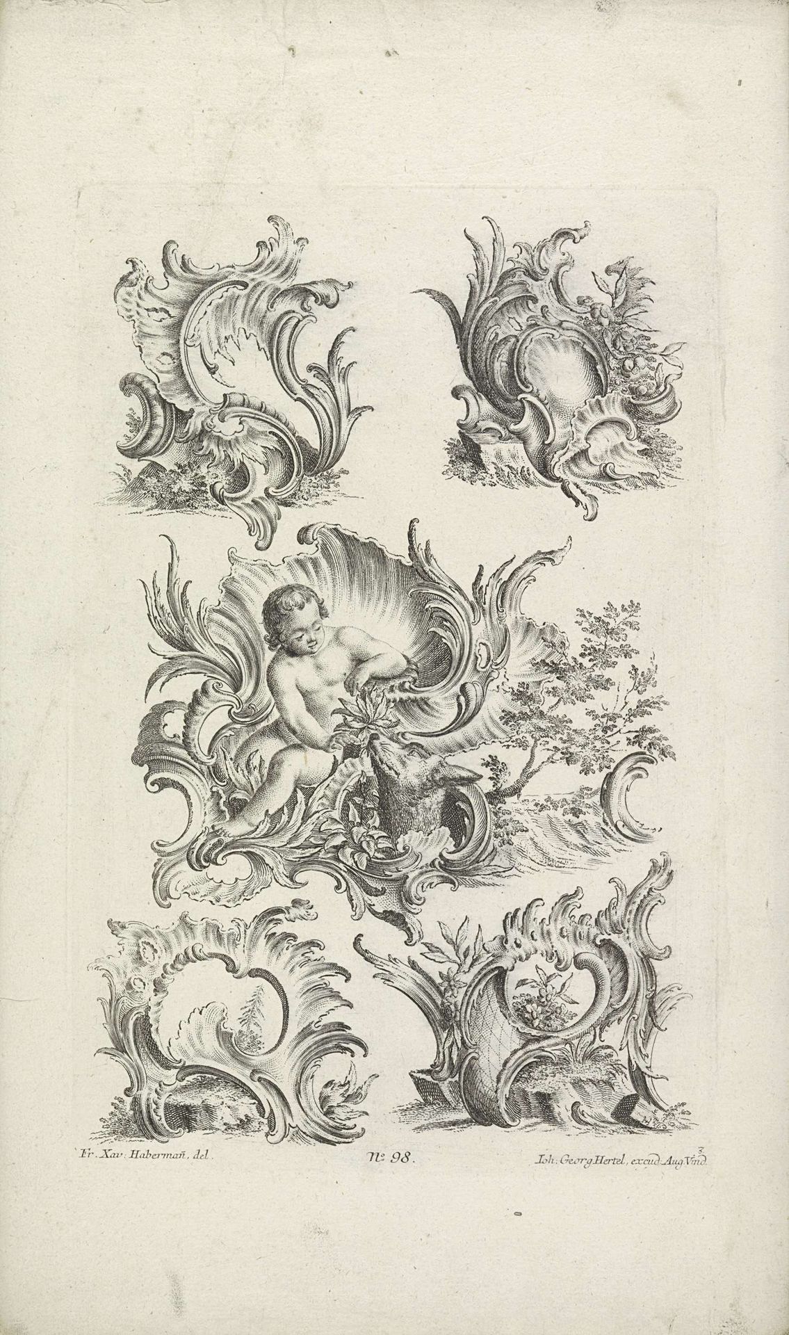 Rocailles met putto en wolf by Emanuel Eichel
