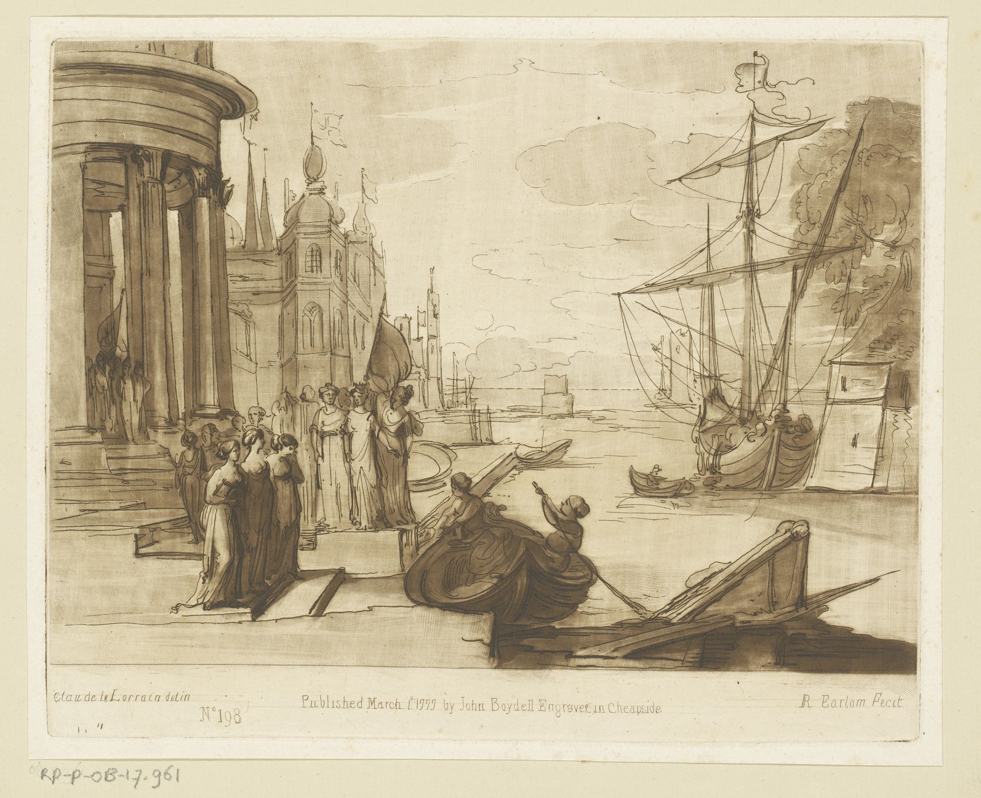 Zeehaven met inscheping van H. Ursula en haar maagden by Richard Earlom