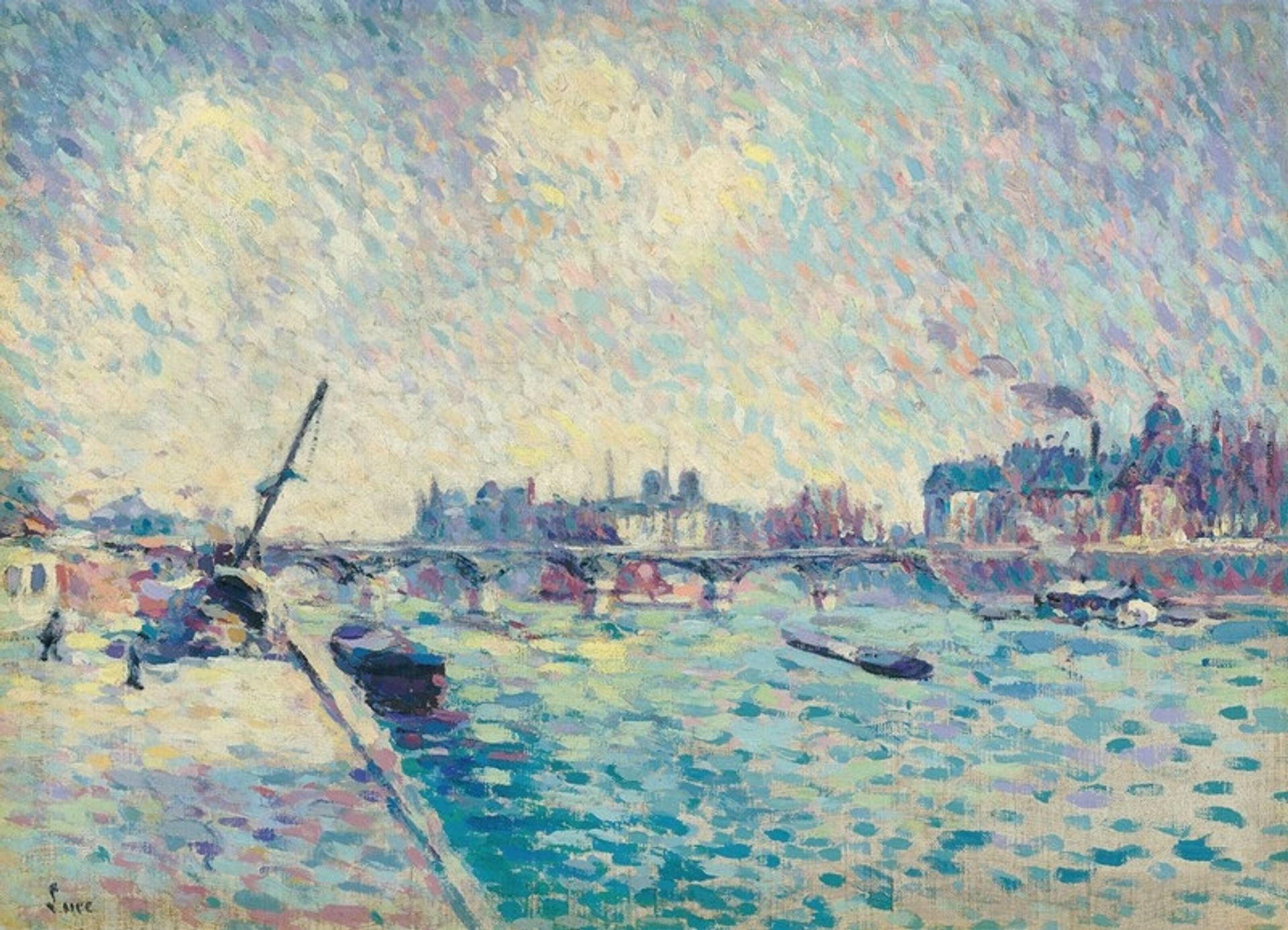 Paris, la Seine, Notre-Dame au loin by Maximilien Luce