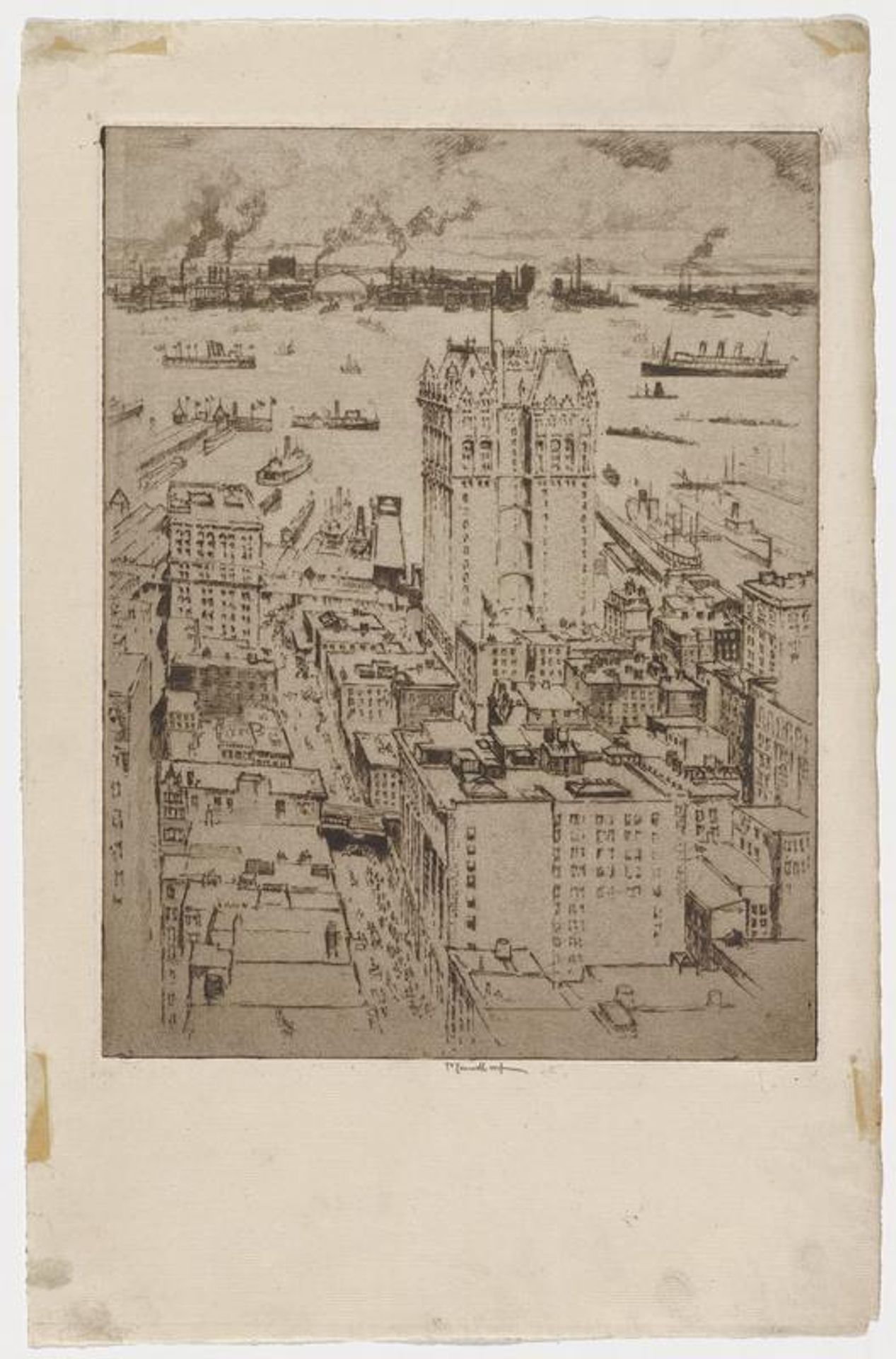 The West Street Building from the Singer Building by Joseph Pennell
