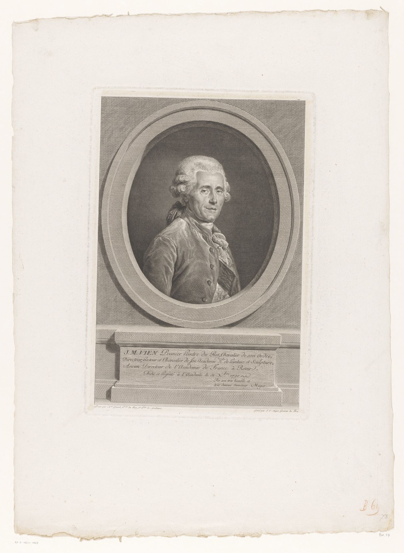 Portret van Joseph-Marie Vien by Simon Charles Miger