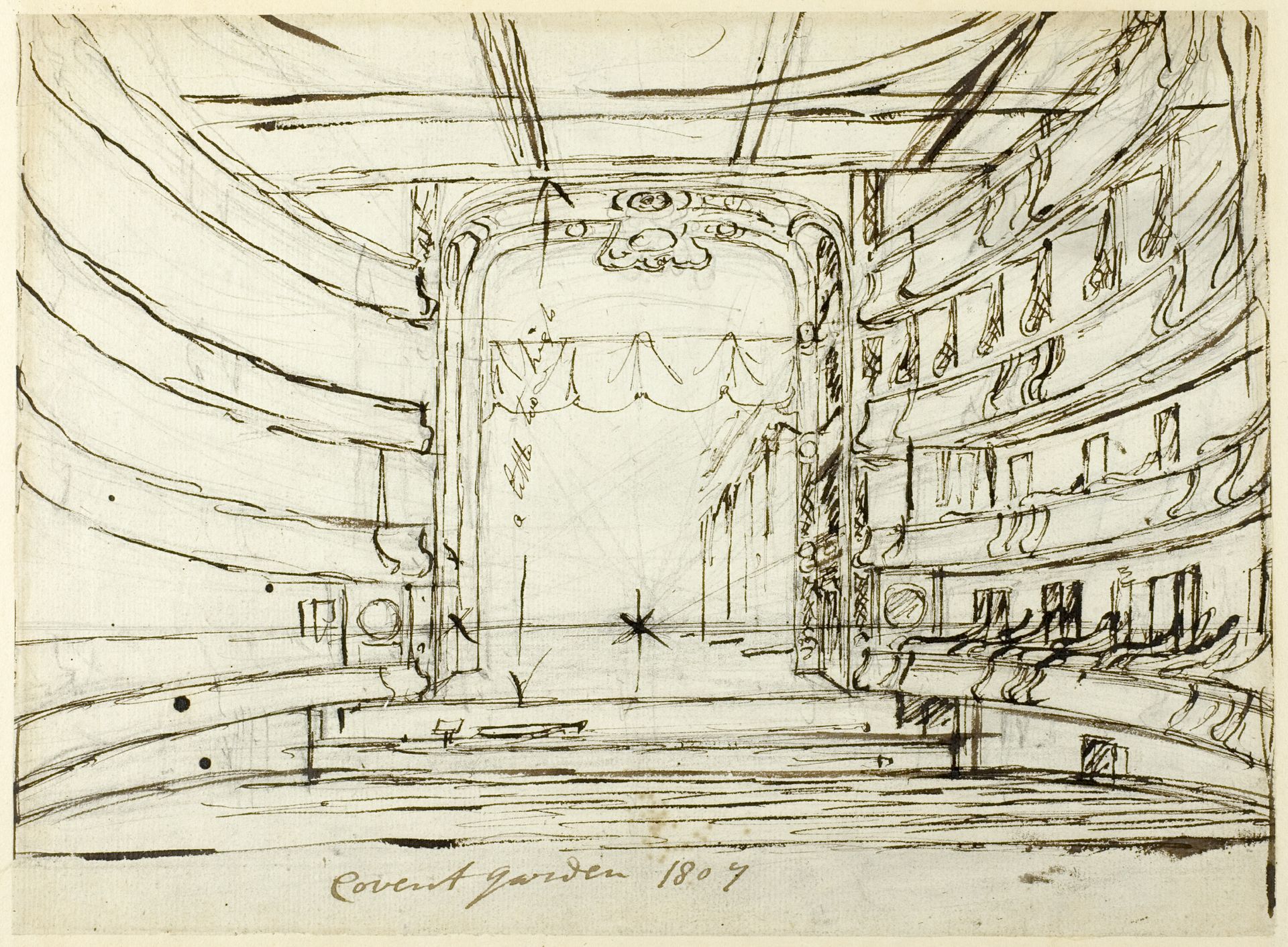 Study for Covent Garden Theatre, from Microcosm of London by Augustus Charles Pugin
