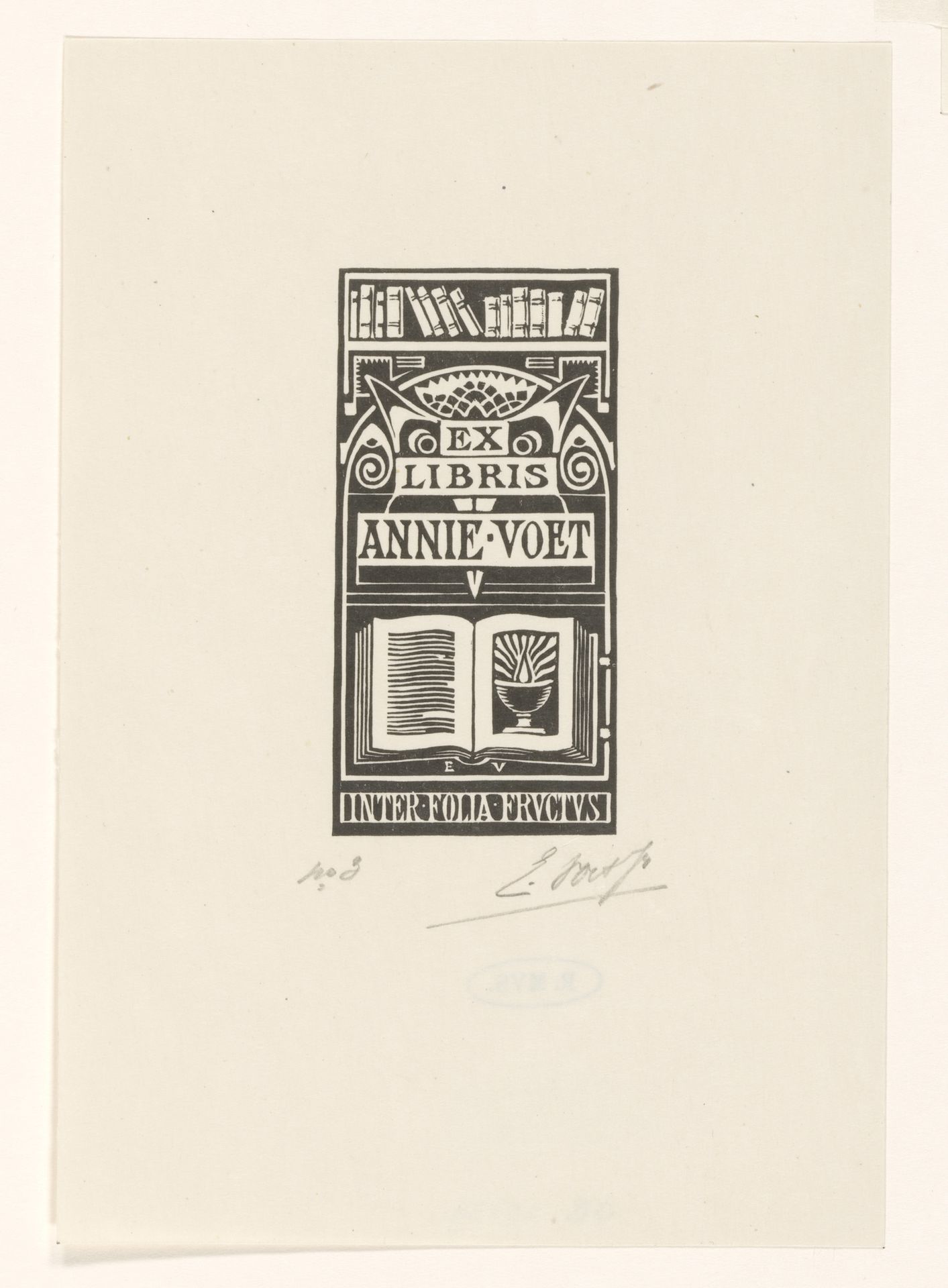 Ex libris van Annie Voet by Elias Voet jr.