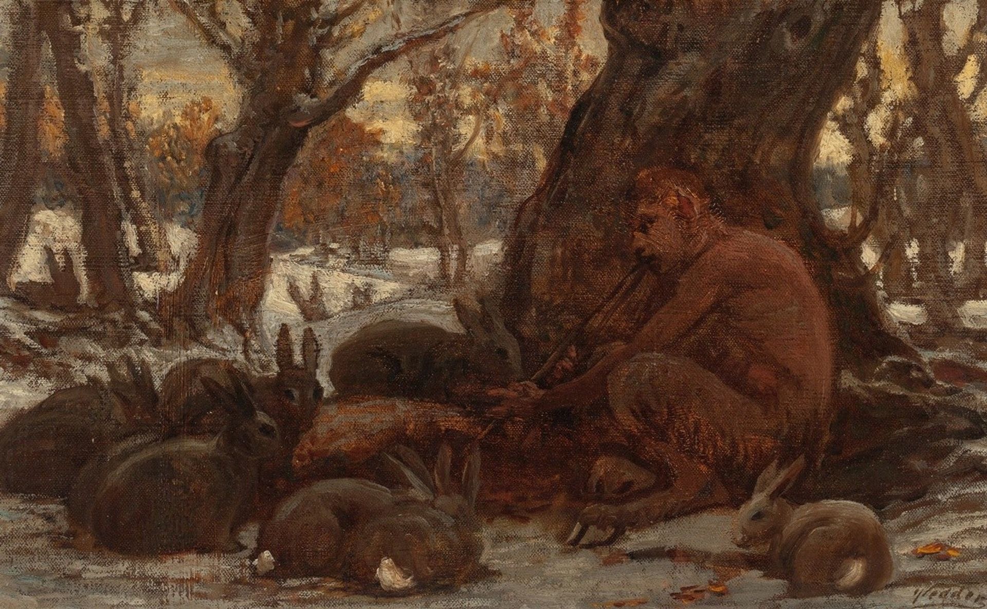 Young Marsyas Charming the Hares by Elihu Vedder