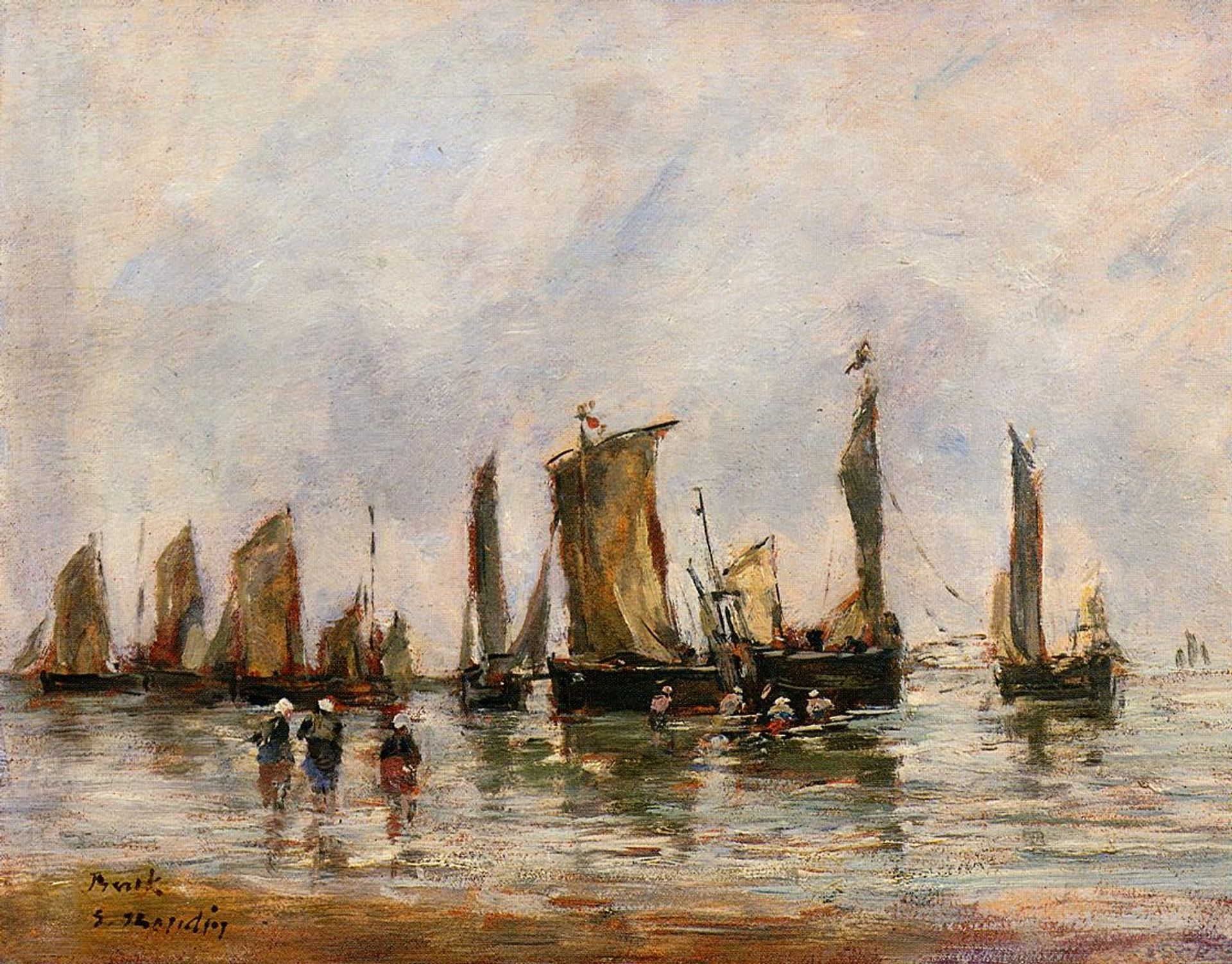 Fishing Boats at Berck by Eugène Boudin