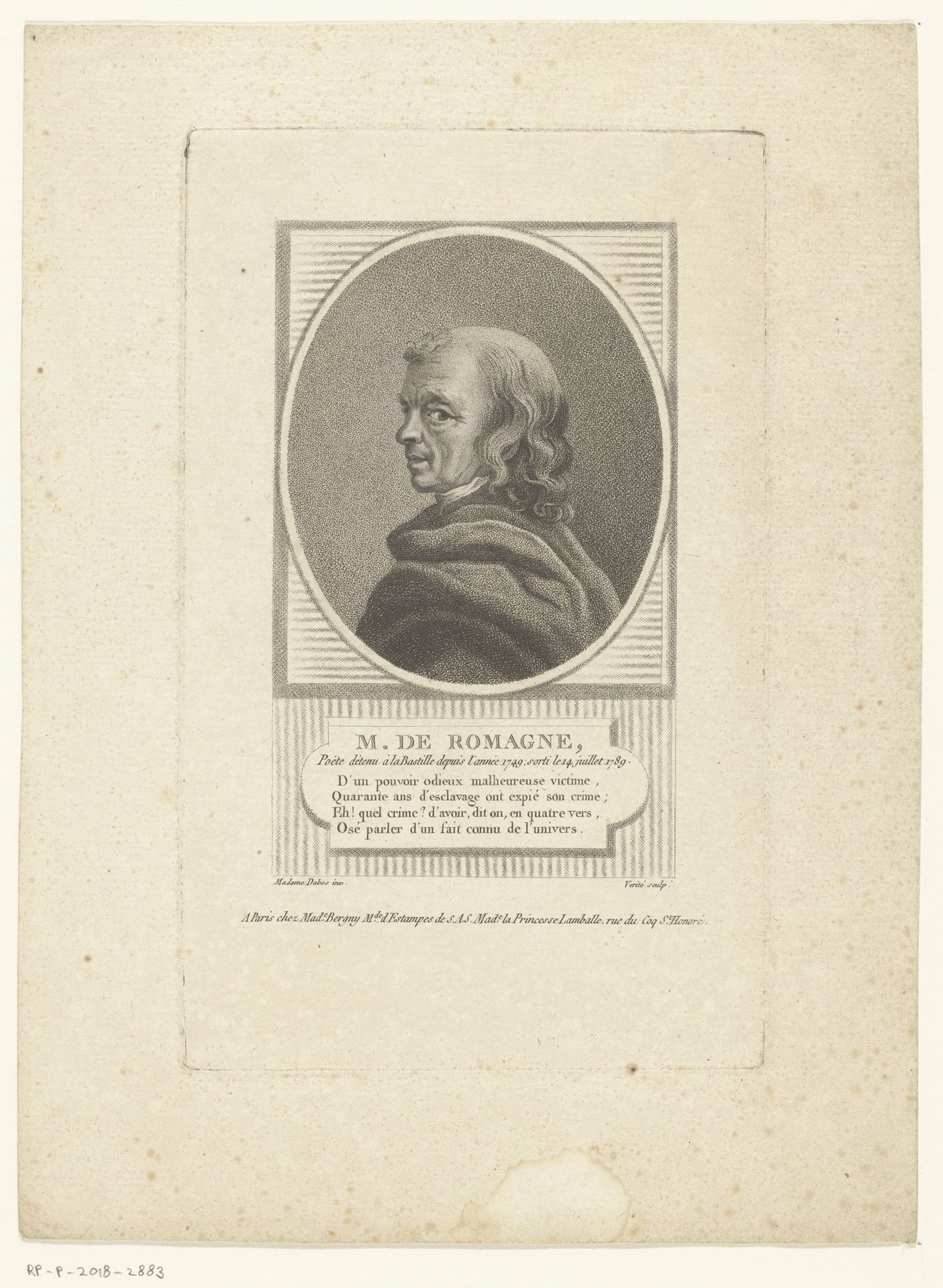 Portret van M. de Romagne by Jean Baptiste Vérité