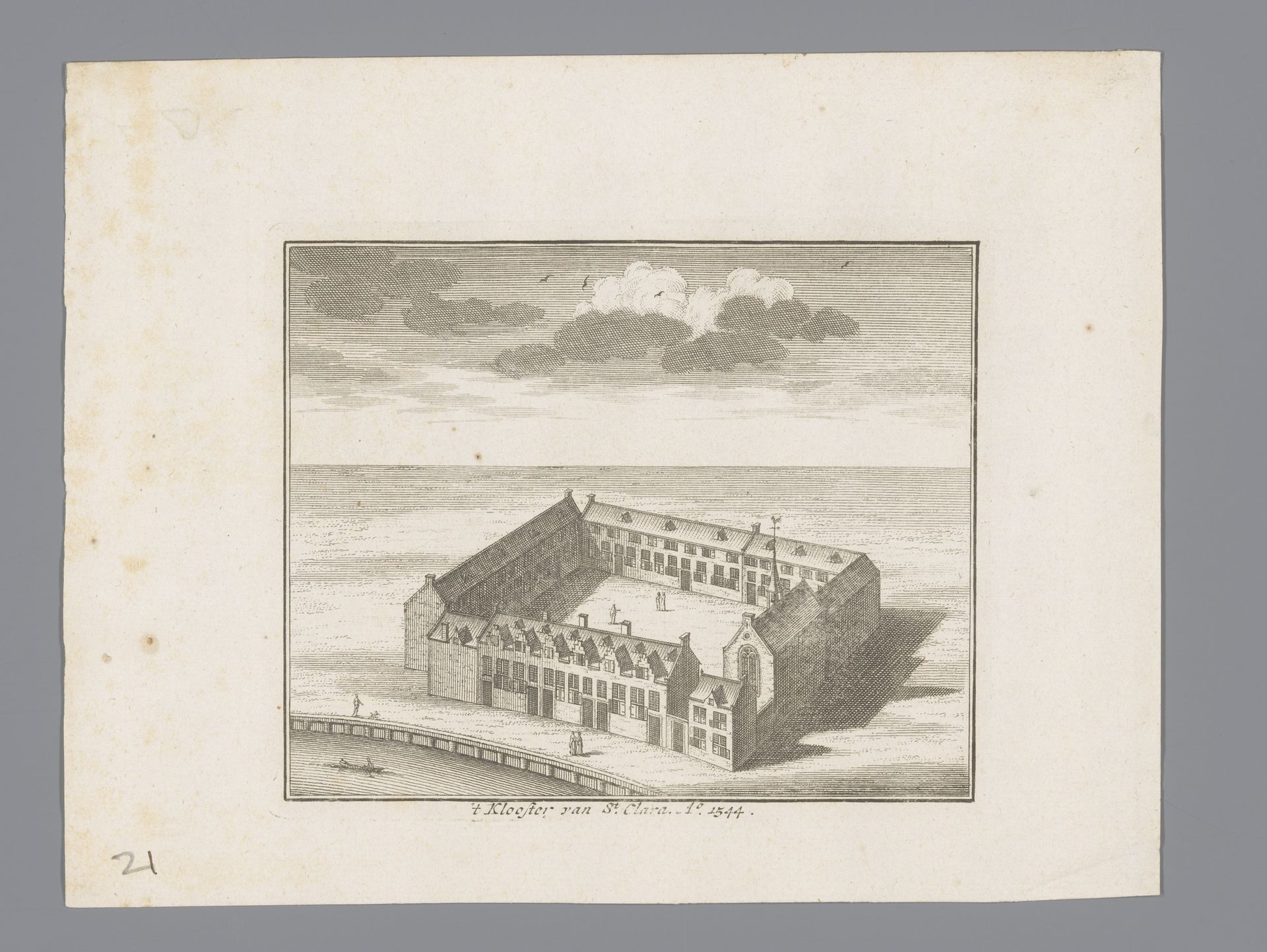 Vogelvluchtaanzicht op het Sint-Clara Klooster, 1544 by Anonymous
