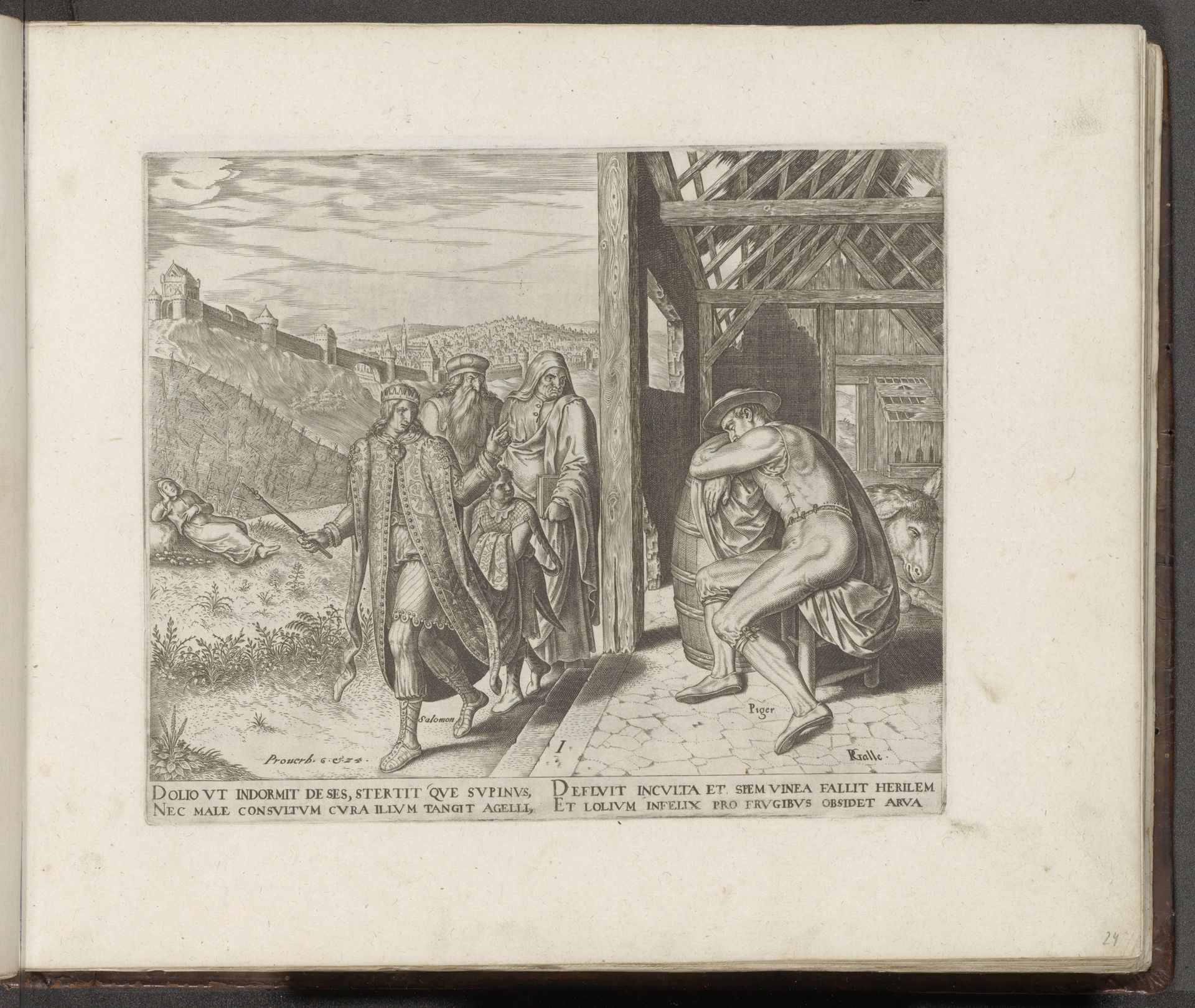 Luiaard ligt te slapen by Philips Galle