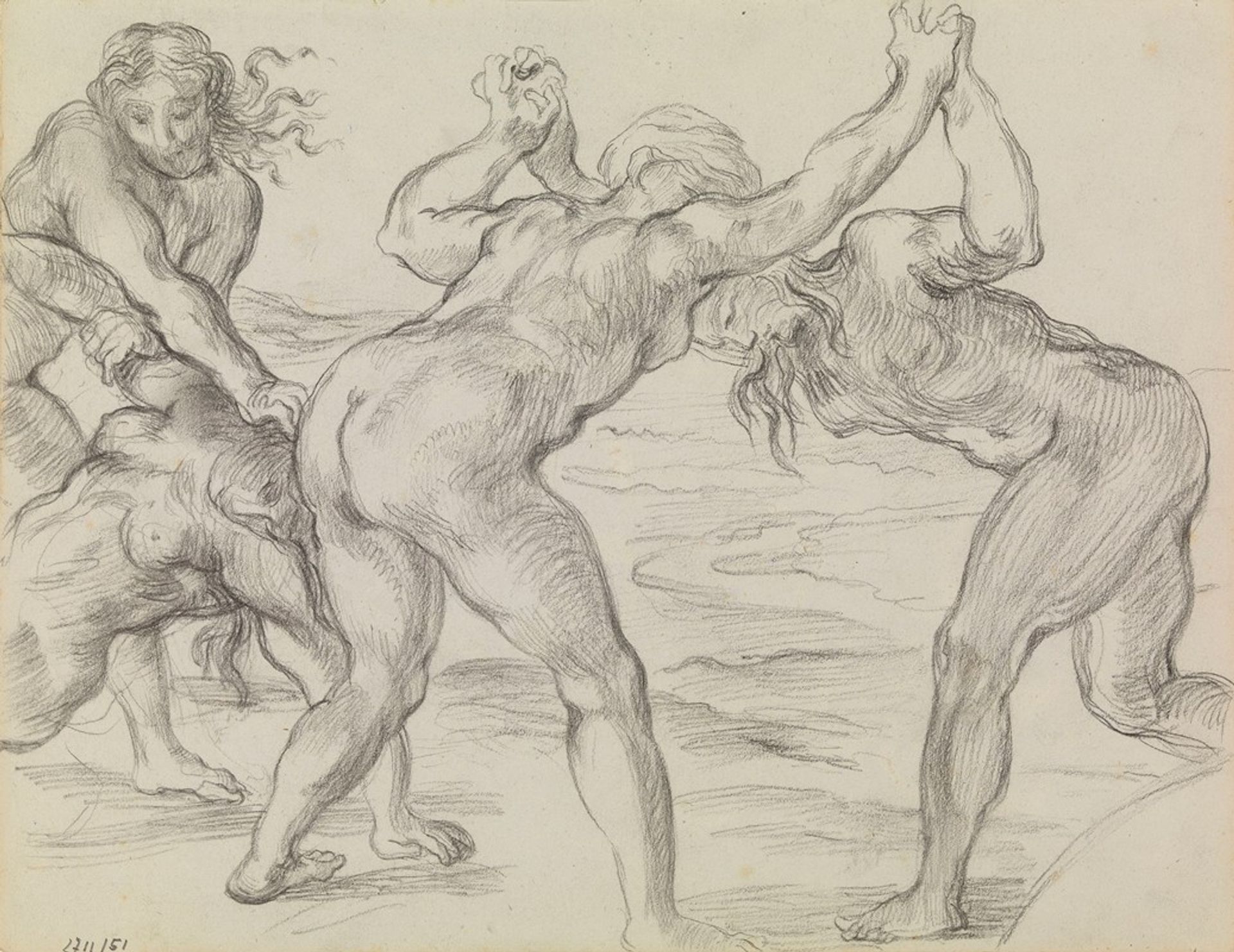 Wrestling Spartan Girls by James Ensor