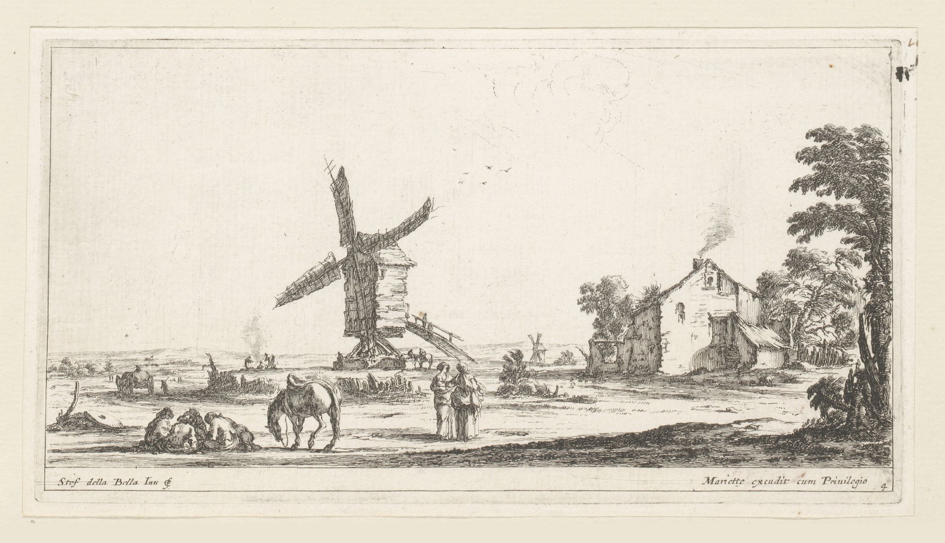 Landschap met rustende figuren aan een molen by François Collignon