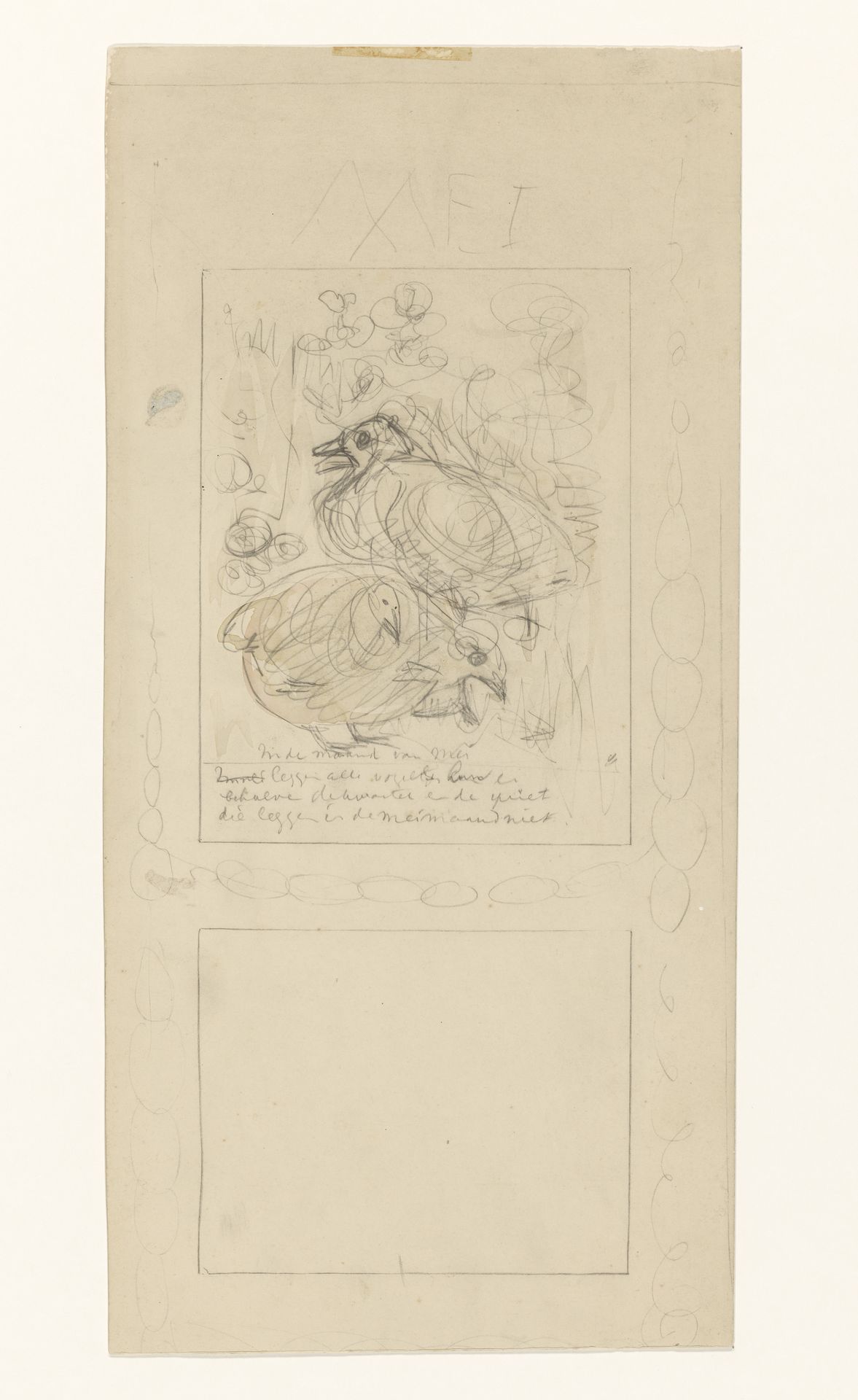 Schets voor een niet-gebruikt ontwerp voor het blad mei in de kalender 1907 by Theo van Hoytema