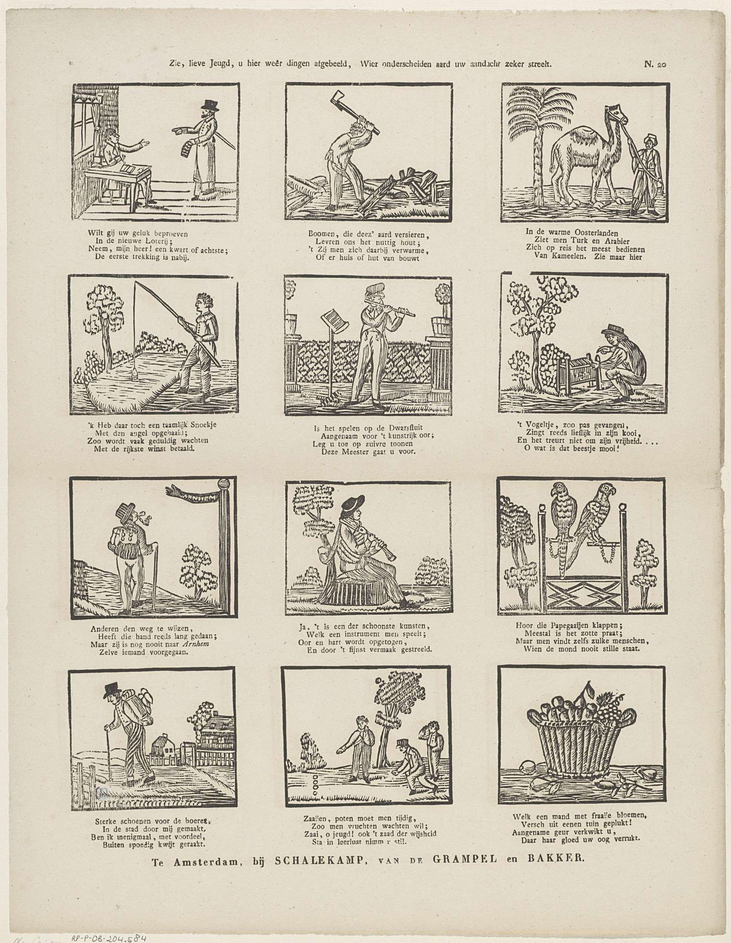 Zie, lieve jeugd, u hier weêr dingen afgebeeld, / Wier onderscheiden aard uw aandacht zeker streelt by Schalekamp & Van de Grampel