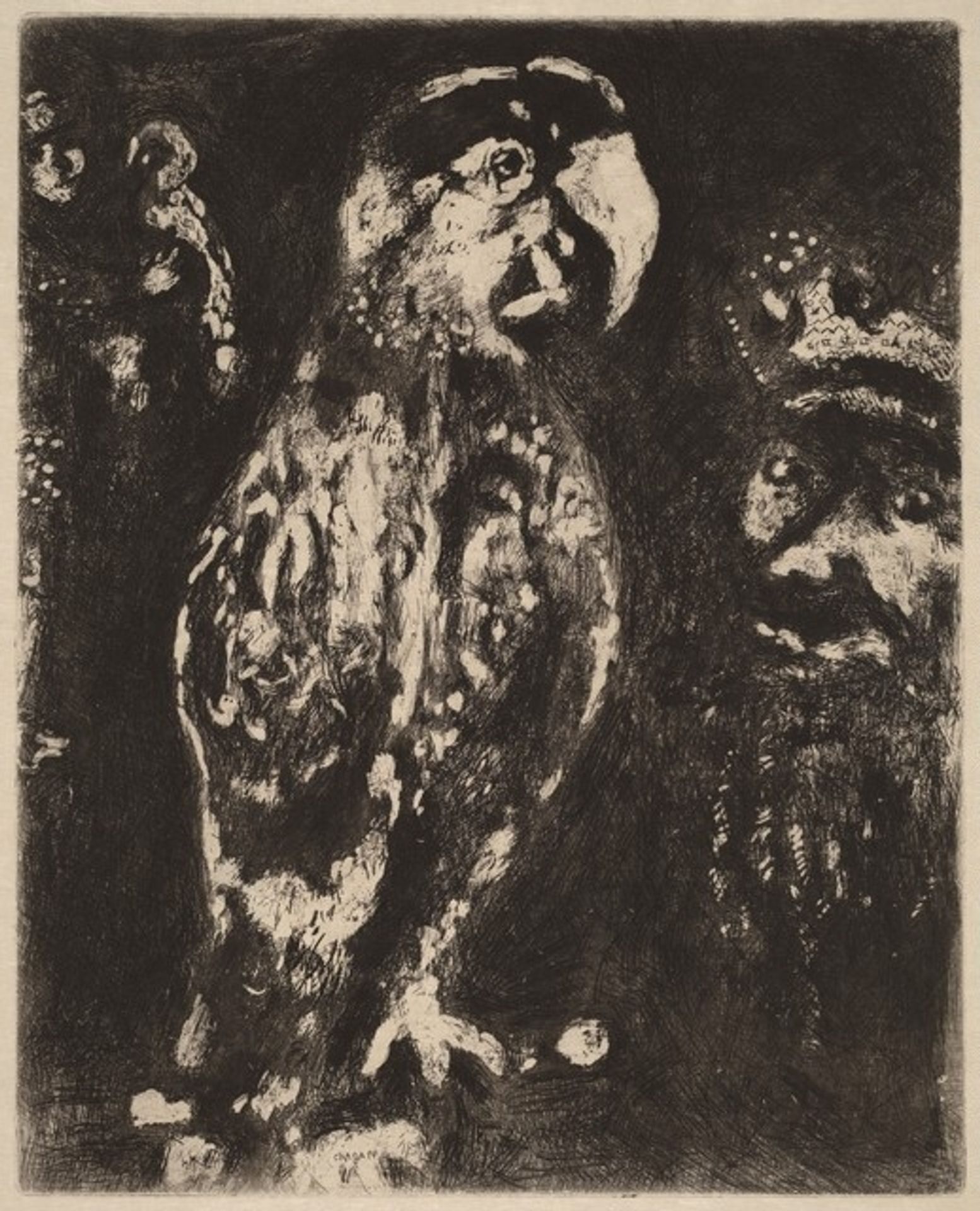 The Two Parrots, the King, and His Son by Marc Chagall