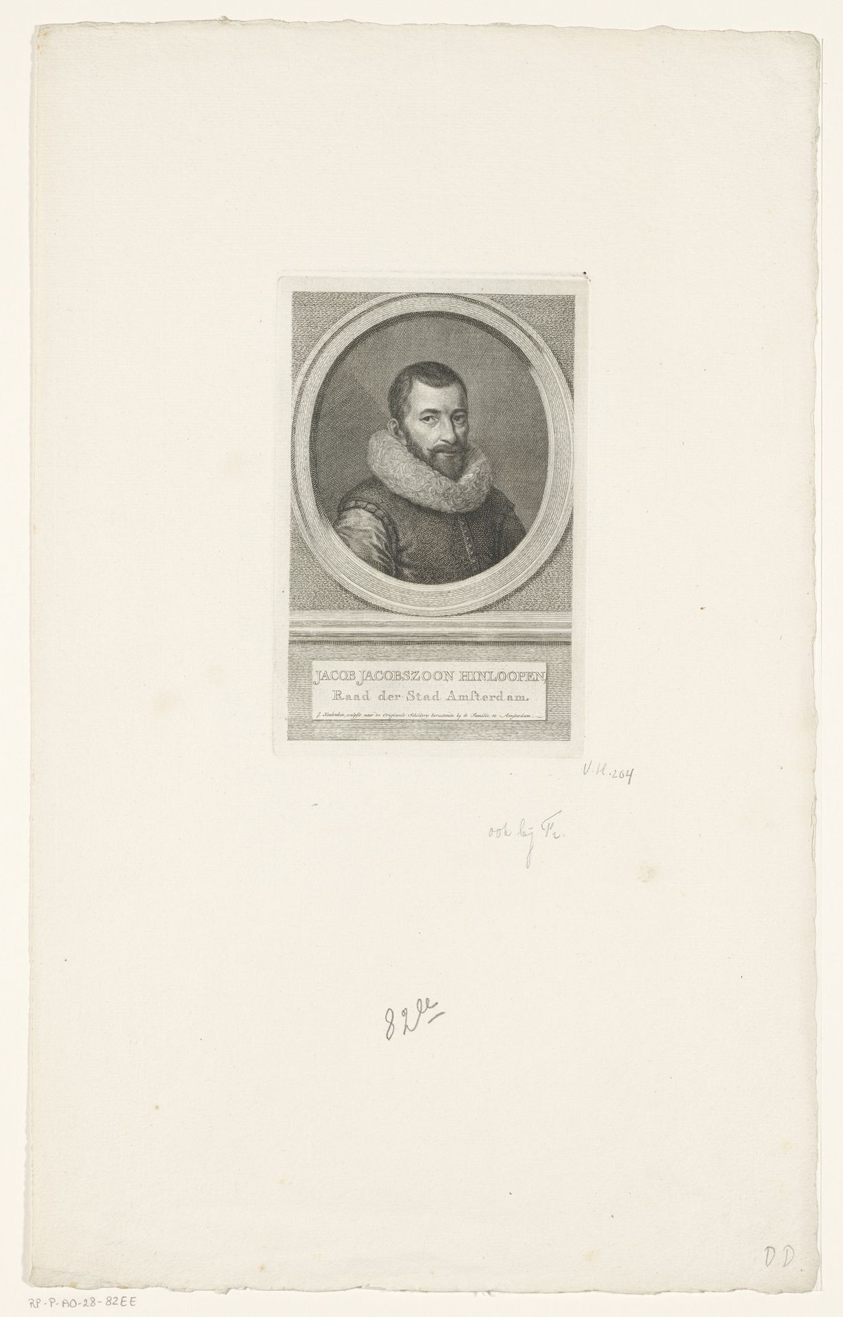 Portret van Jacob Jacobszoon Hinlopen by Jacob Houbraken