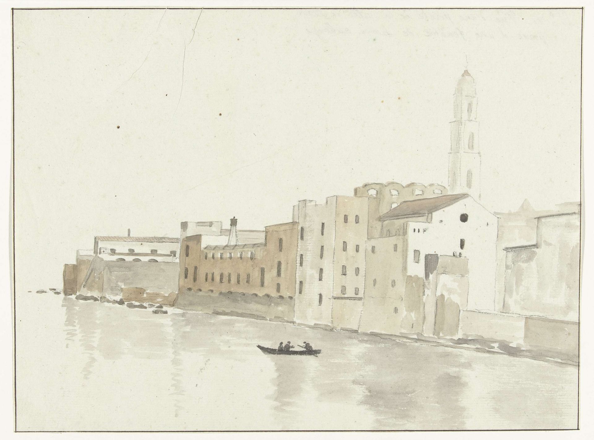 Stadsgezicht in Bari vanuit een raam in de herberg by Louis Ducros