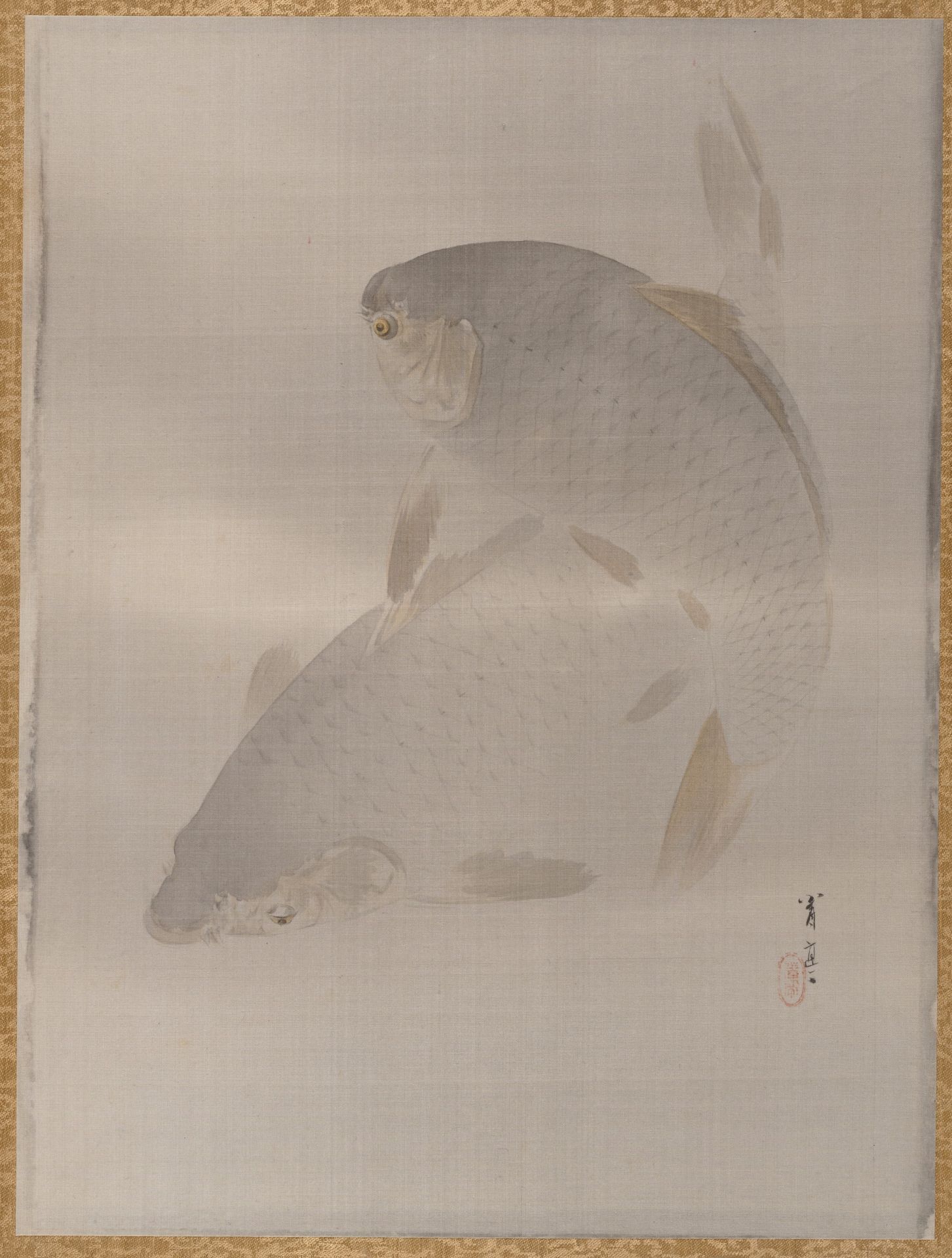 Carp swimming by Watanabe Seitei 渡辺省亭