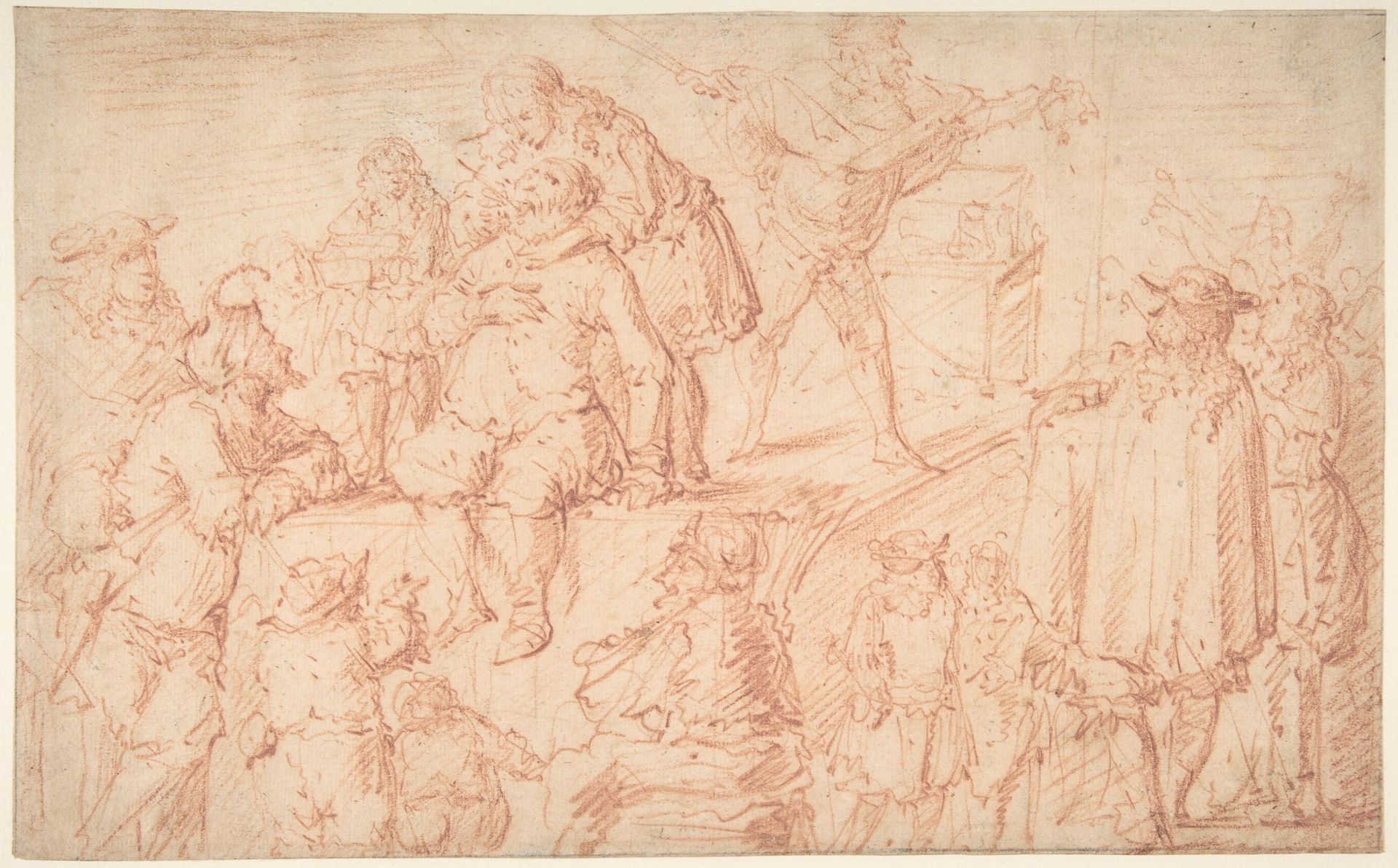 Italian Comedians Performing in a Public Square by Jacob Matthias Weyer