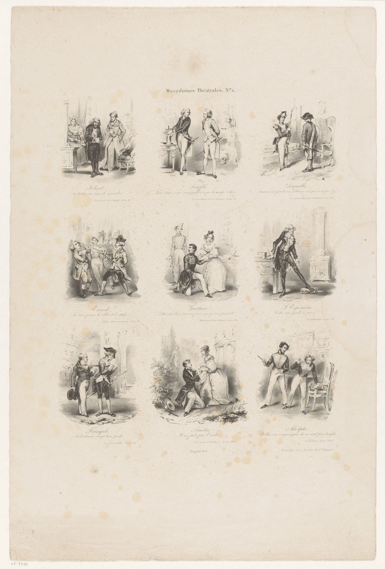 Negen voorstellingen met figuurgroepen in een interieur by Charles Baugniet