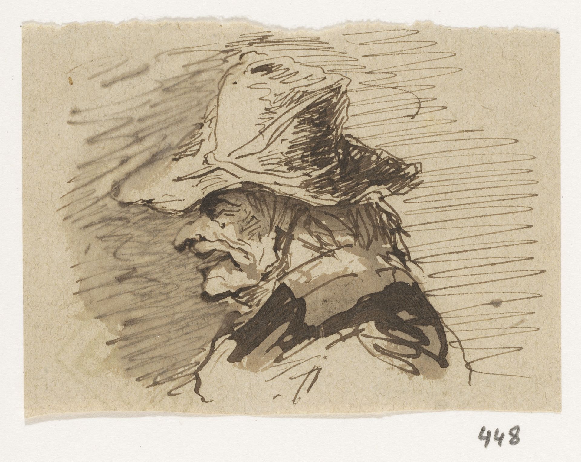 Kop met hoed by Johannes Tavenraat