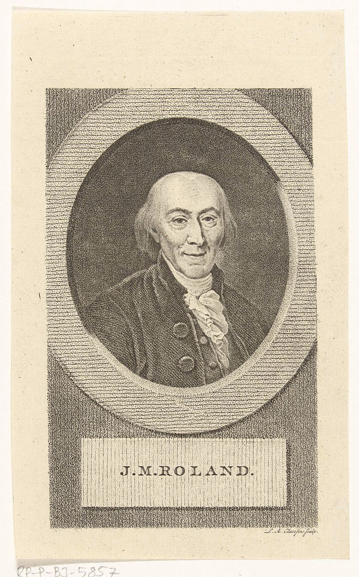 Portret van Jean-Marie Roland de La Platière by Lambertus Antonius Claessens