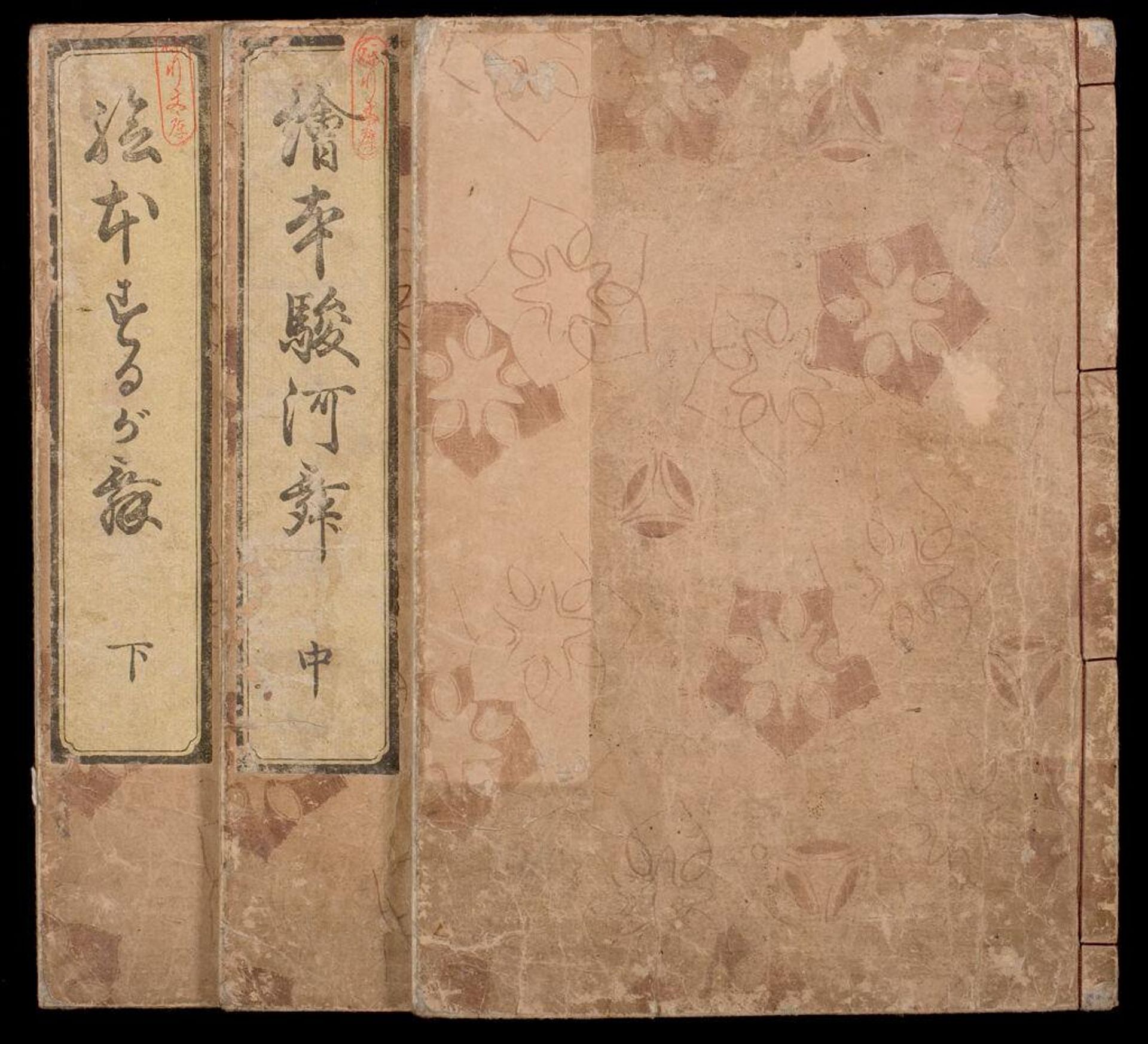 Illustrated Book: Scenes of Suruga and Edo (Ehon suruga-mai) in 3 Volumes by Kitagawa Utamaro åå¤å·æ­éº?"Late Edo period
