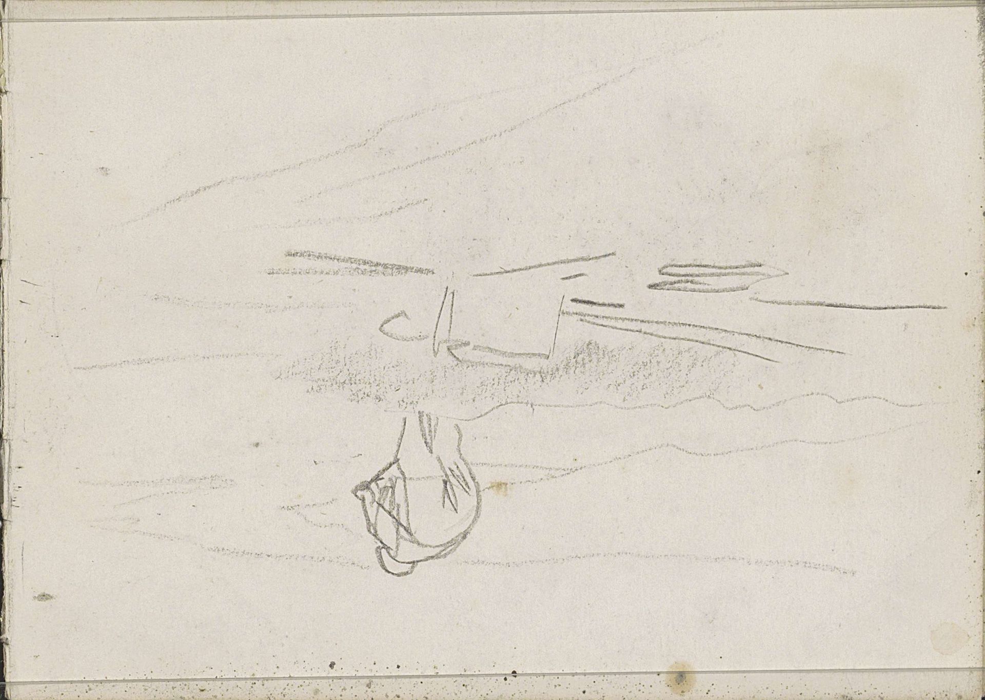 Bukkende figuur in een landschap by Anton Mauve