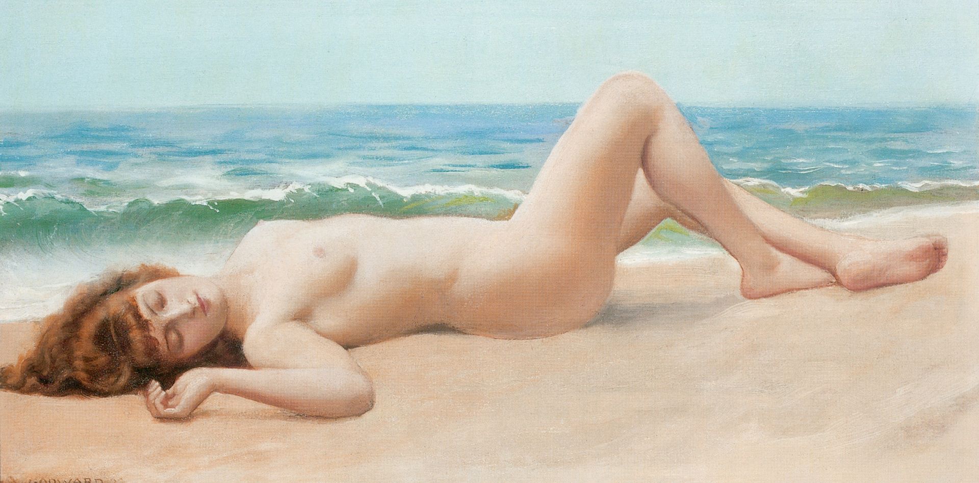 Nude On The Beach by John William Godward