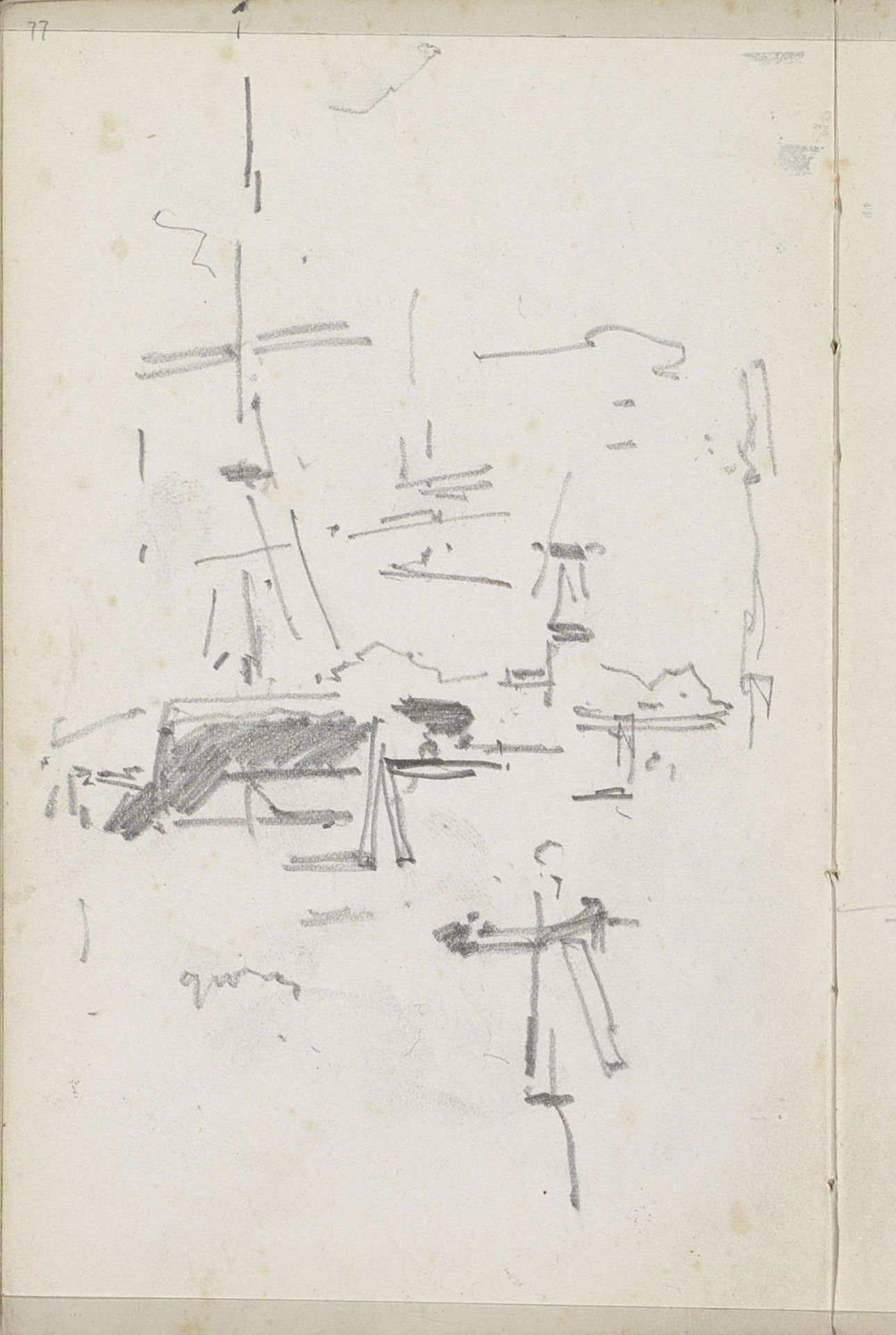 Stadsgezicht met molens by George Hendrik Breitner