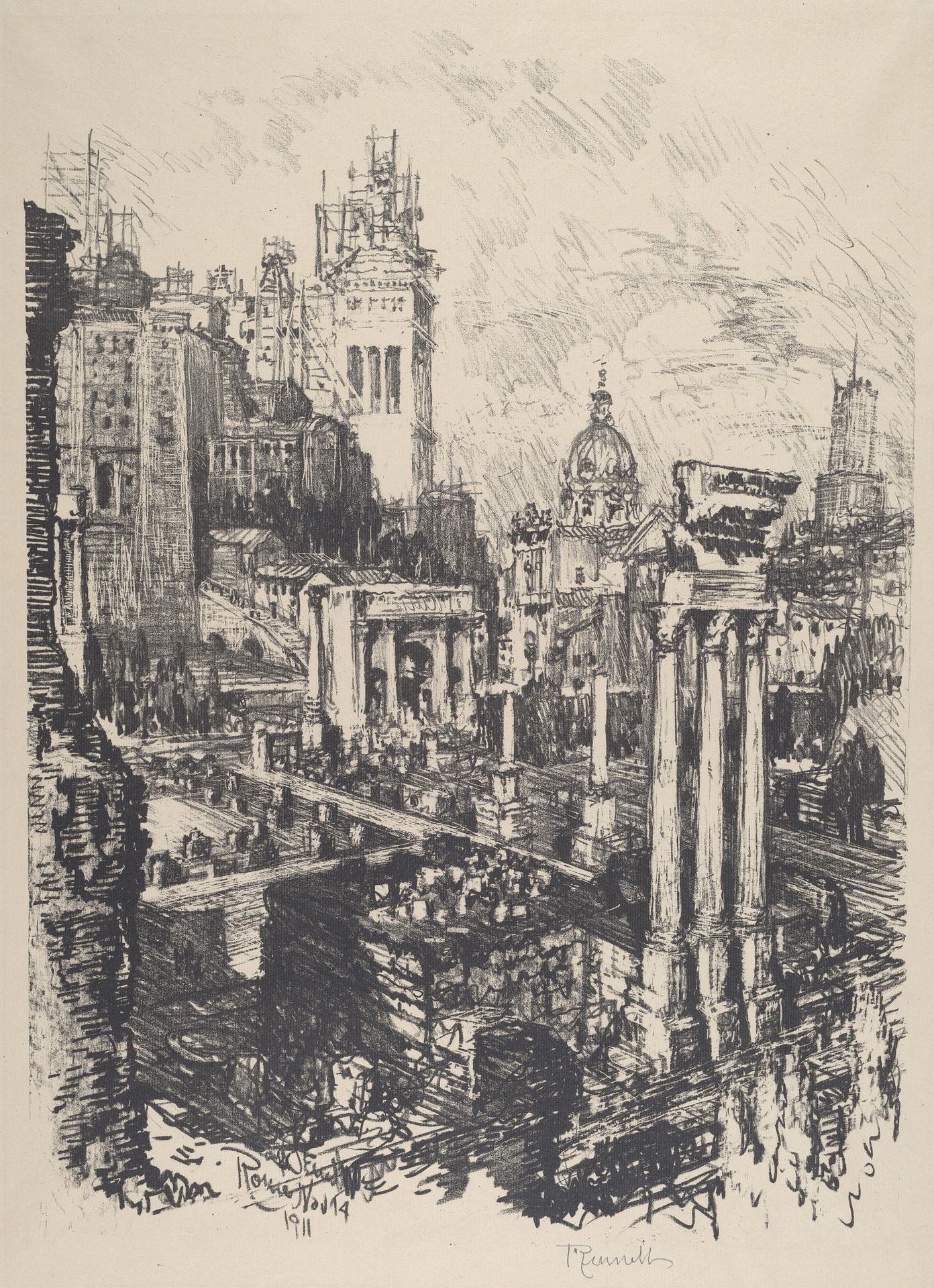 Old and New Rome, Victor Emanuel Monument by Joseph Pennell