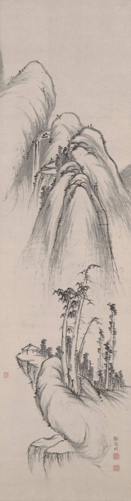 Landscape in the Manner of Ni Zan by Aoki Shukuya 青木夙夜
