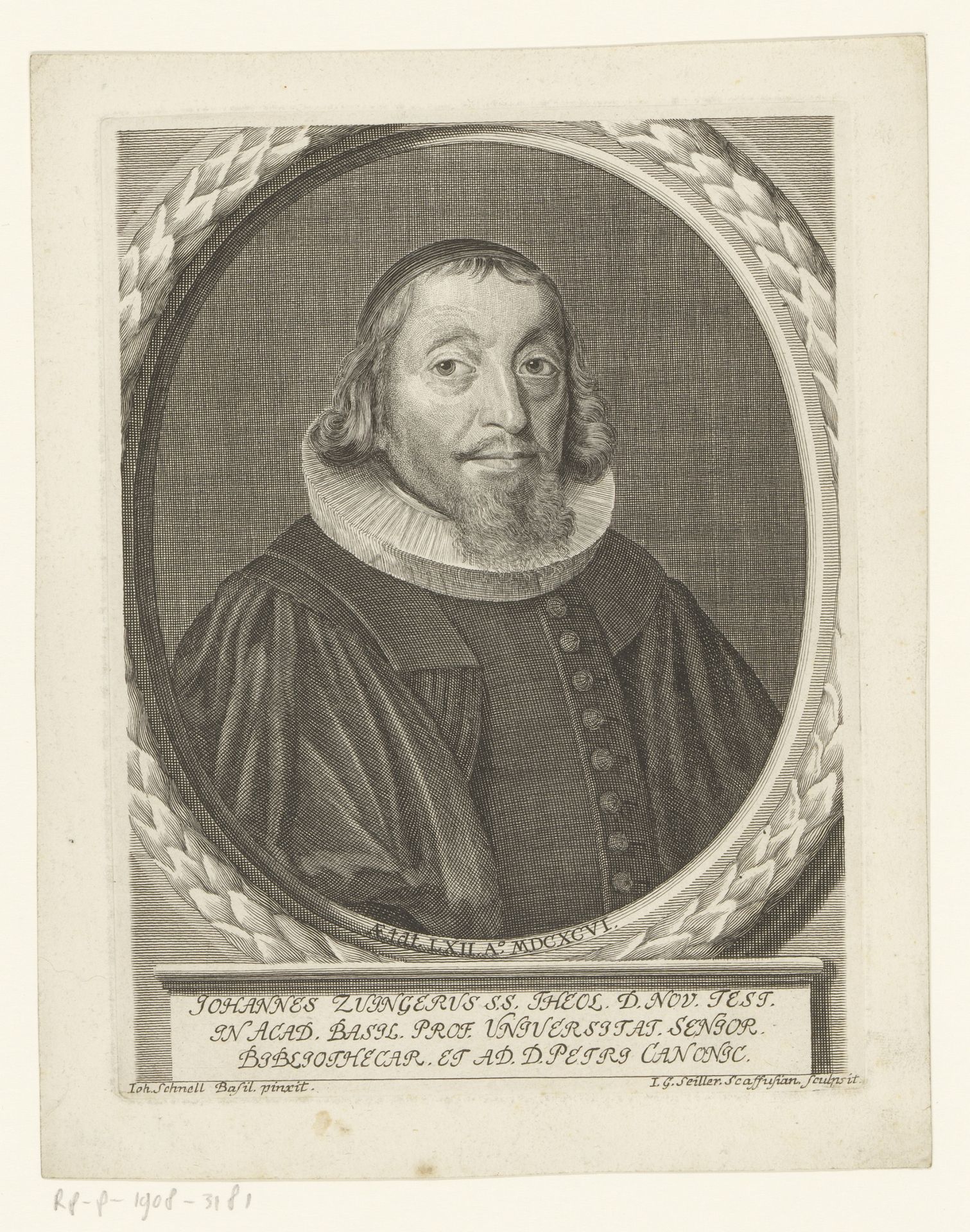 Portret van Johannes Zwinger by Johann Georg Seiller