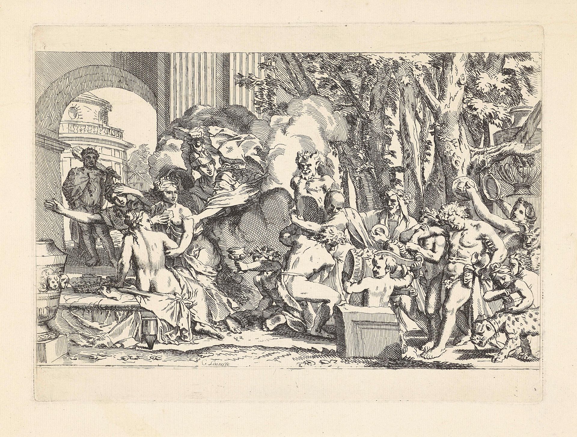 Minerva beschermt de onschuld tegen de verleiding by Gerard de Lairesse