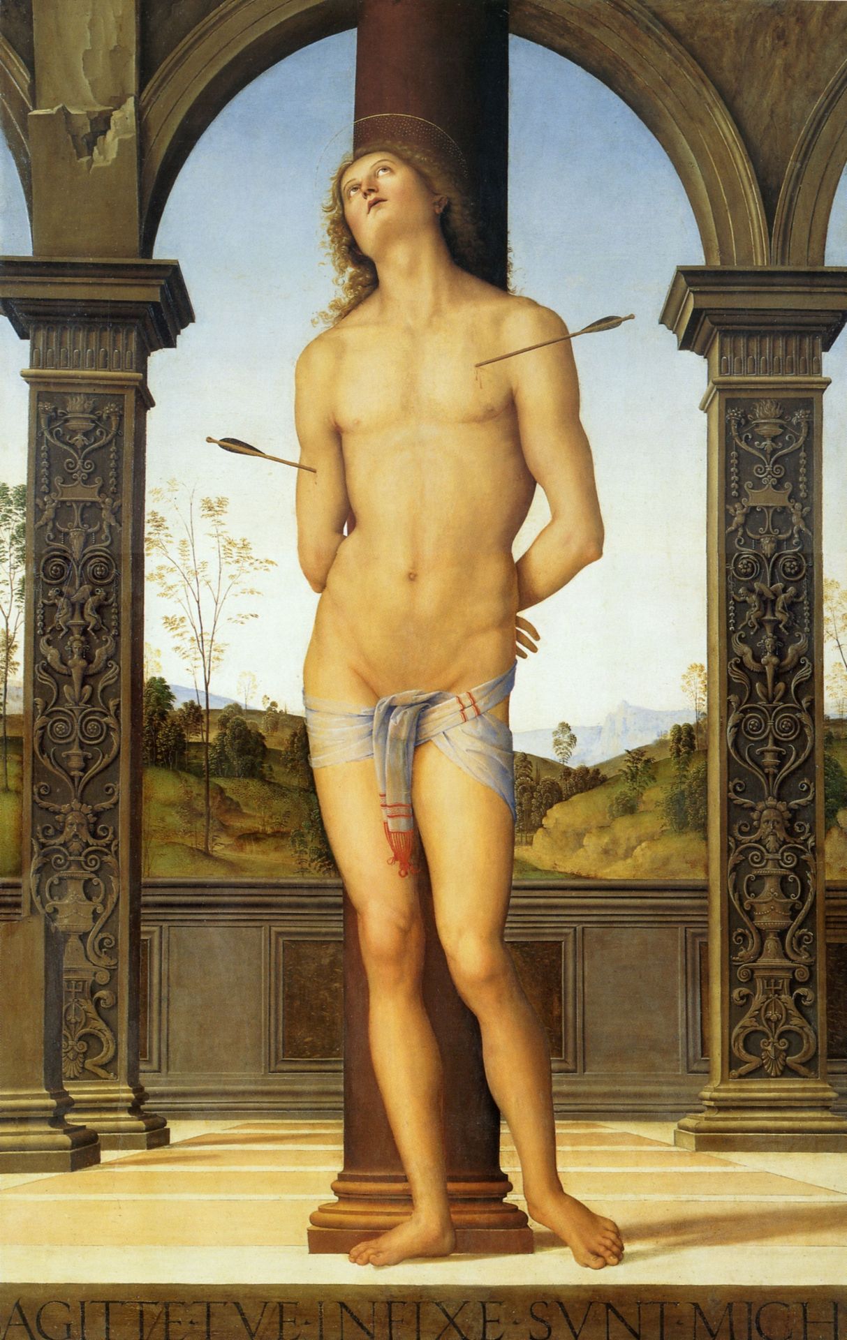 St. Sebastian tied to a Column by Pietro Perugino