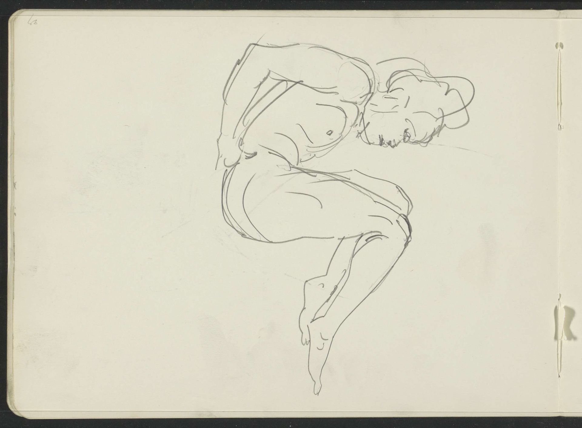 Zittend vrouwelijk naakt met opgetrokken benen by Isaac Israels
