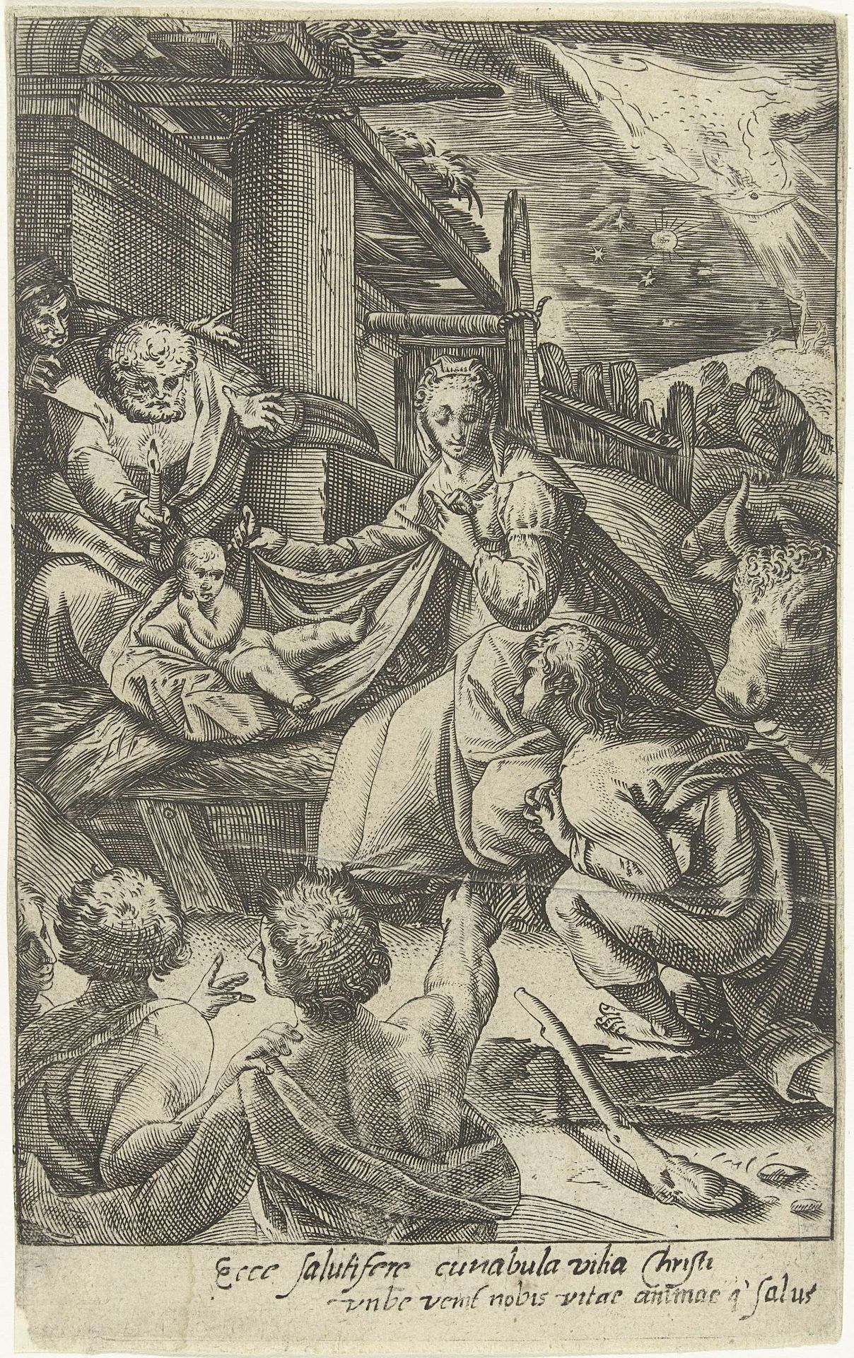 Aanbidding door de herders by Nicolaes Jansz. Clock